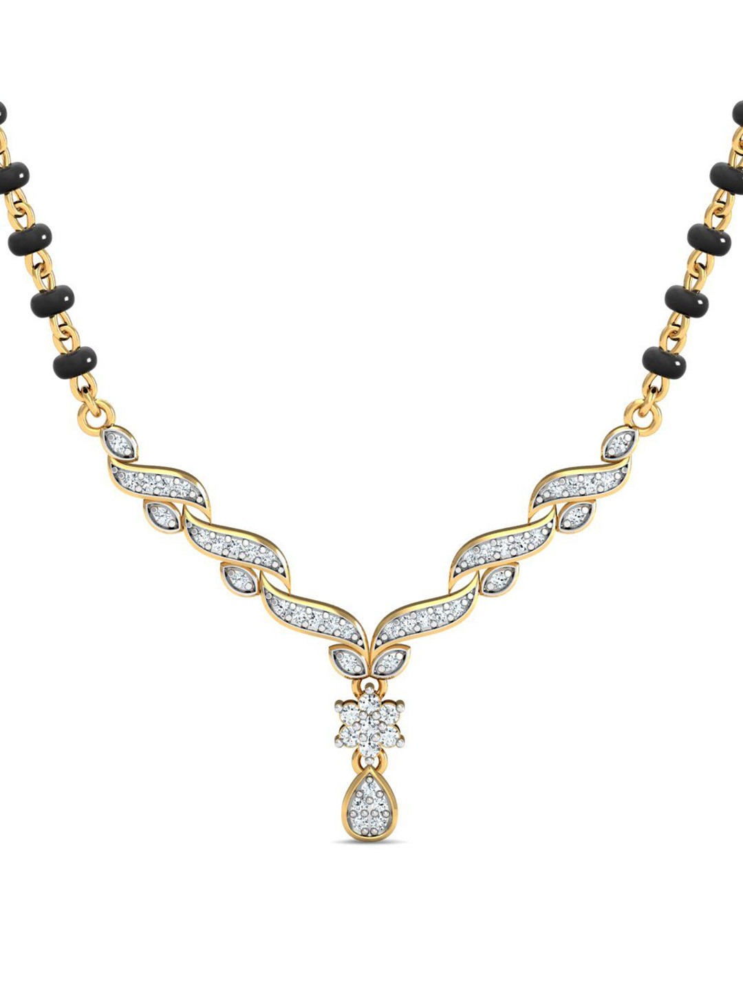 KUBERBOX Diwakar 18KT Gold Diamond Studded Mangalsutra Pendant 1.2 gm