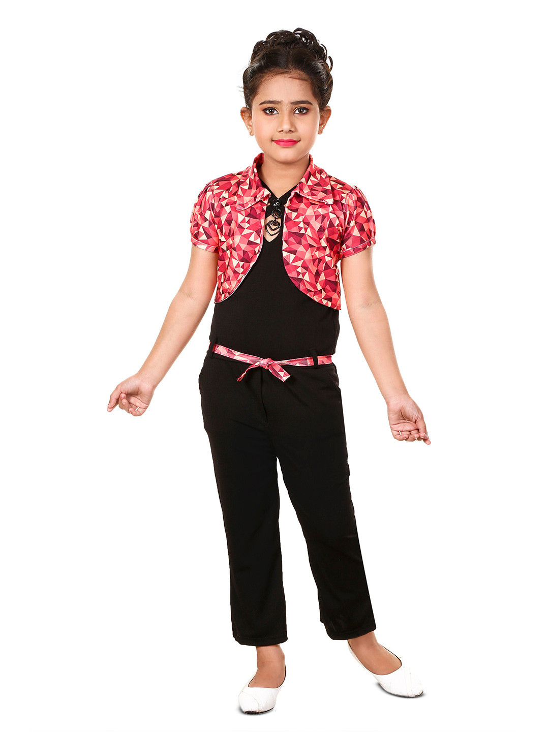 BAESD Girls Shoulder Straps Basic Jumpsuit Comes With Jacket