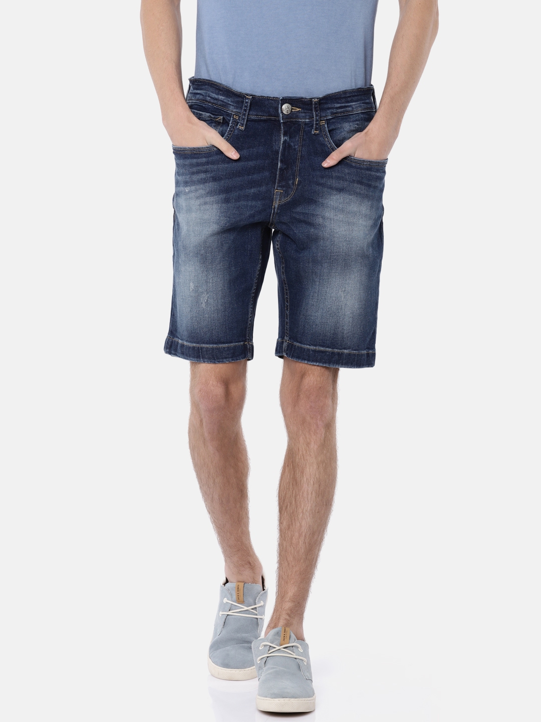 Buy U.S. Polo Assn. Denim Co. Men Blue Solid Slim Fit Denim Shorts