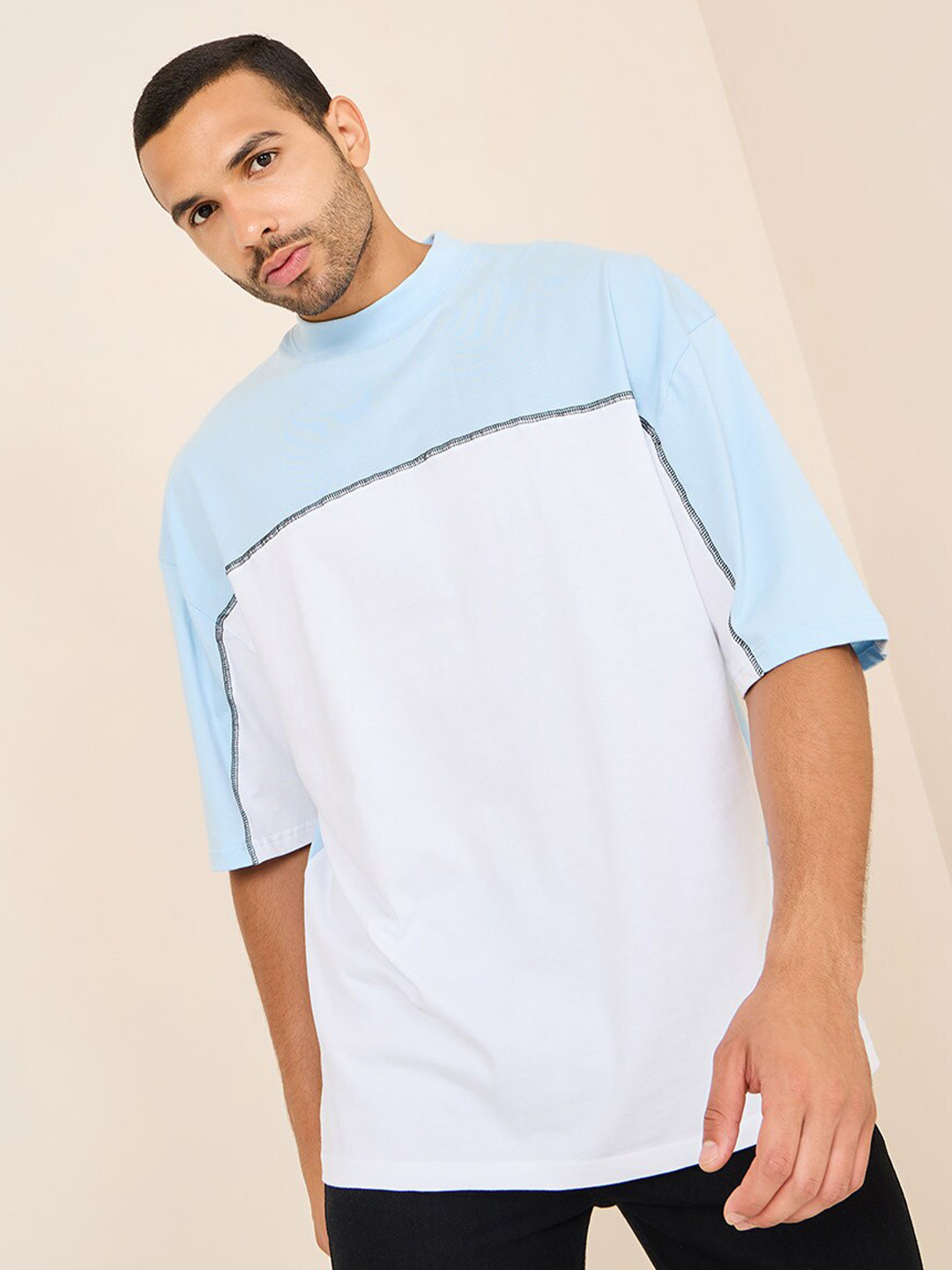 Styli Piping Detail Boxy Pure Cotton T-shirt