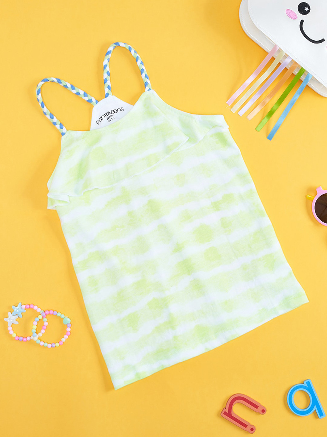 Pantaloons Junior Girls Tie & Die Dyed Round Neck Cotton T-shirt
