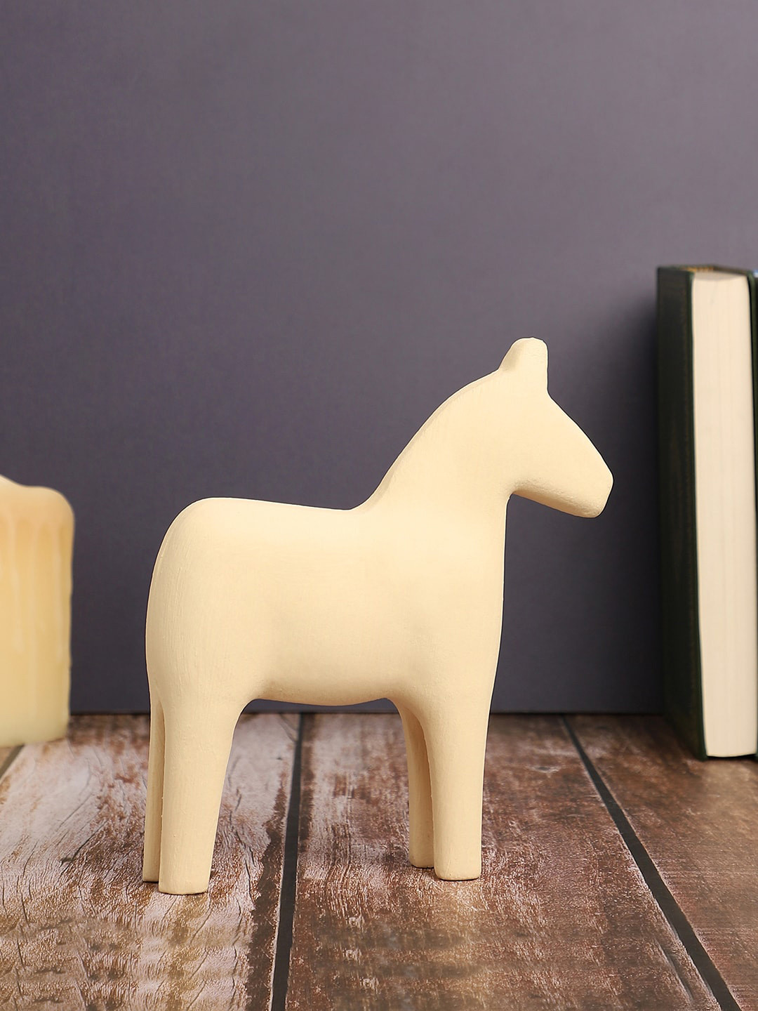 Bonhomie Horse Off White Ceramic Natural Living Room Small Showpiece - 7.3 Inches