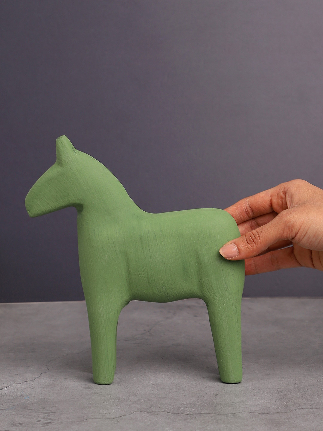 Bonhomie Nordic Horse Green Ceramic Glossy Living Room Small Showpiece - 7.3 Inches