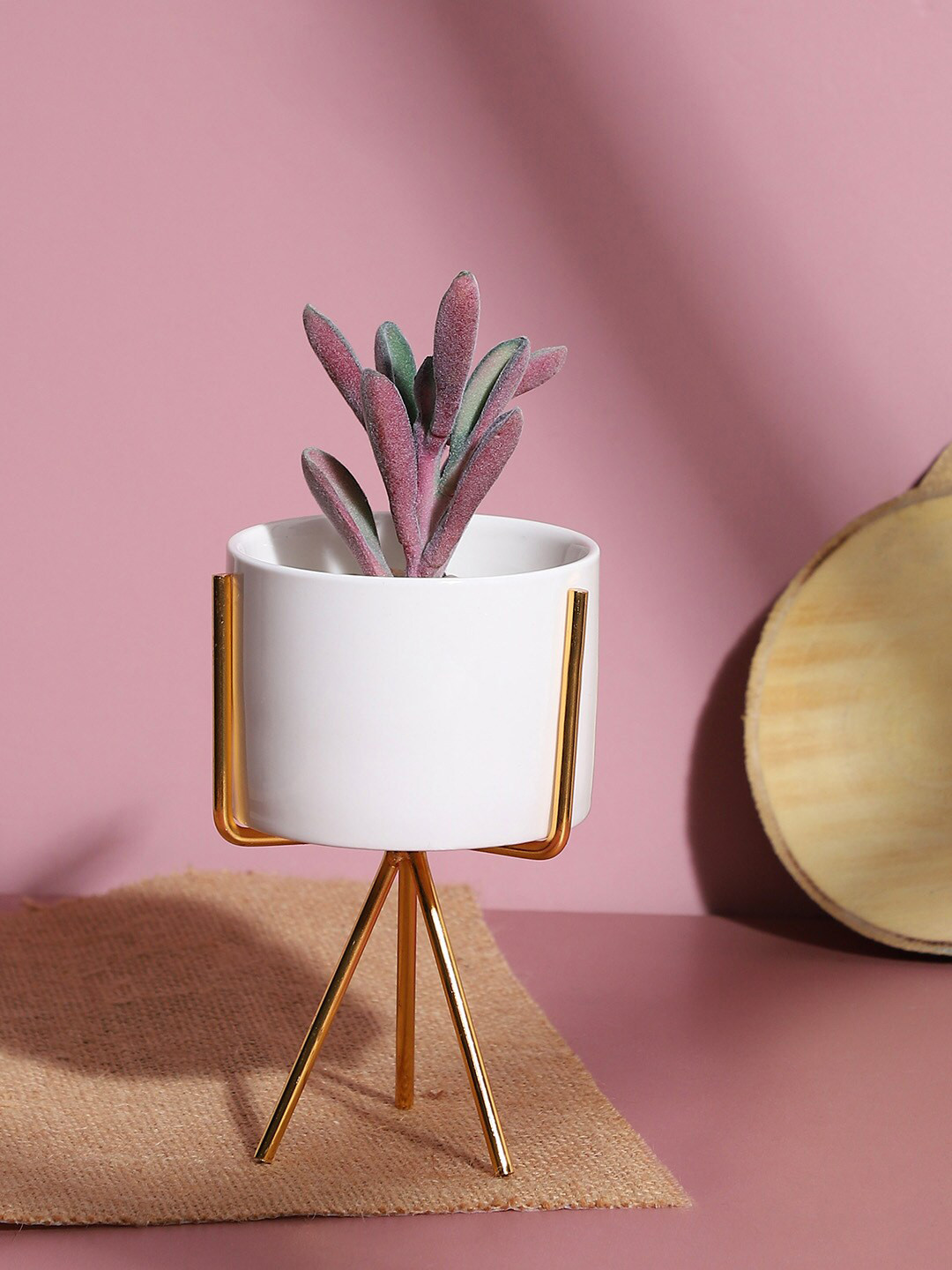 Bonhomie White & Yellow Nordic Planter With Stand