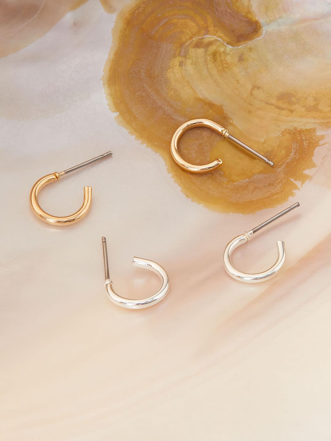 Accessorize London Women's Silver Mini Simple Hoop Set Of 2