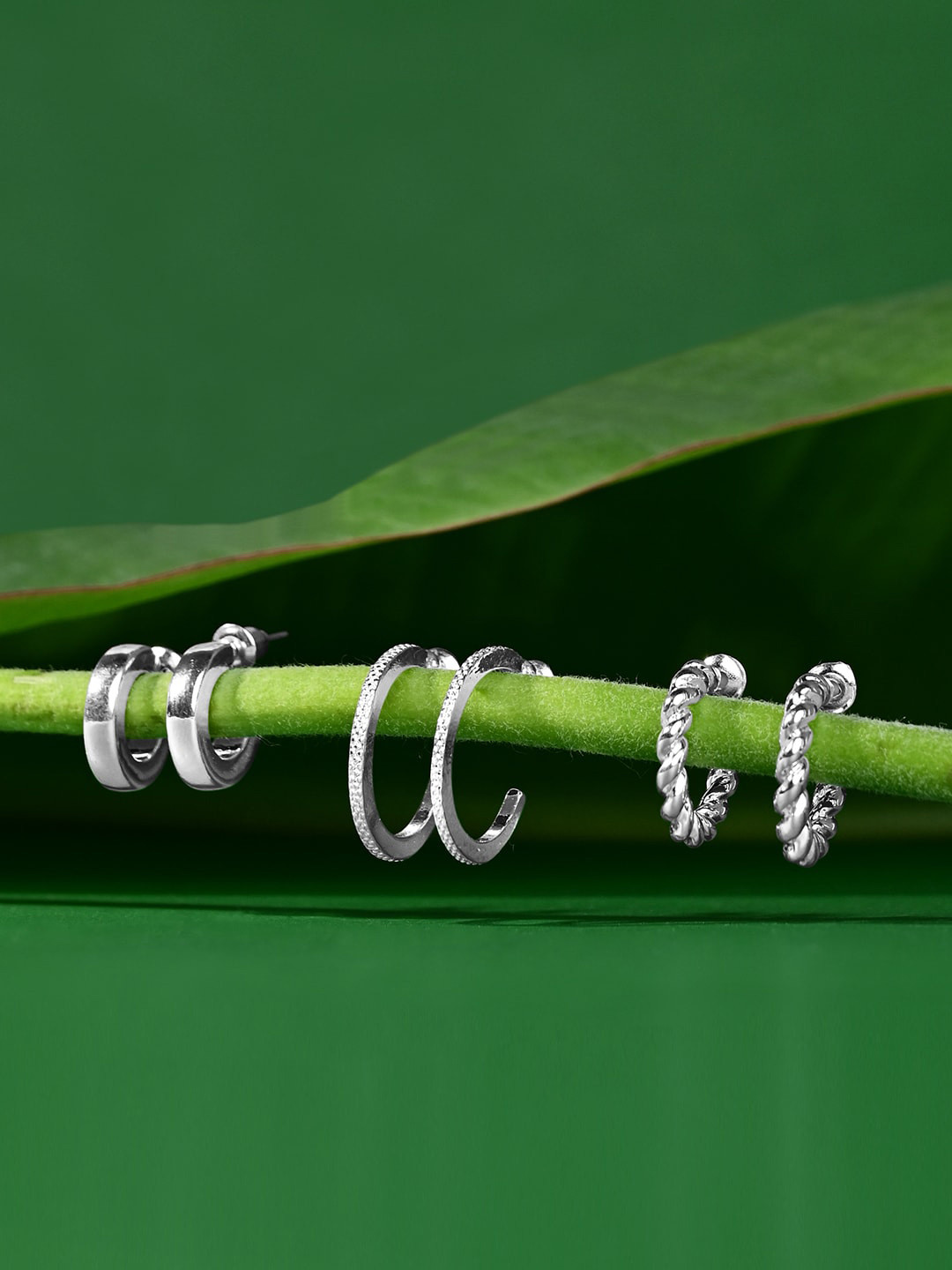 Accessorize London Women's Silver Twisted Hoop Earring Pack Of 3