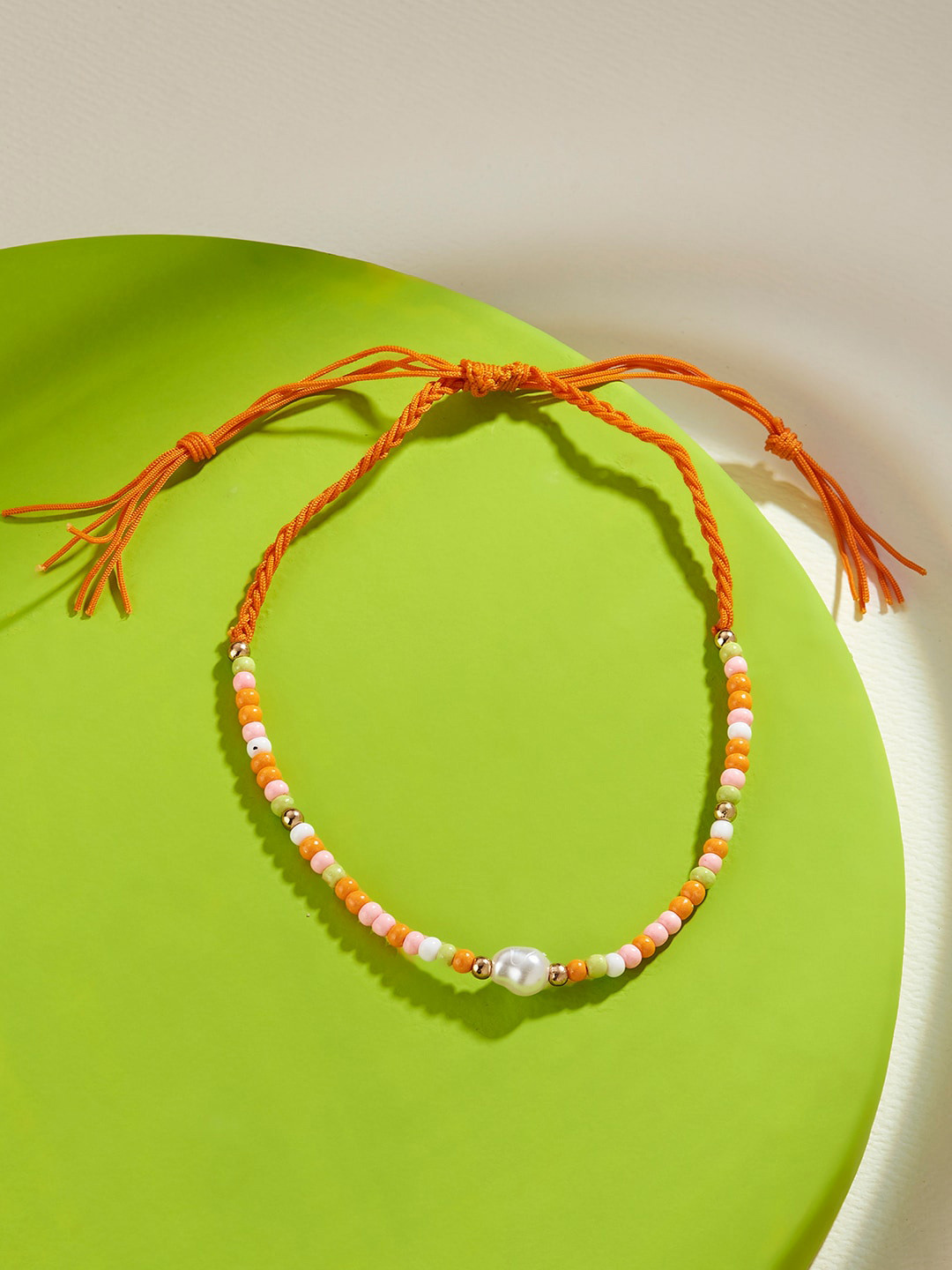 Accessorize London Women Beaded & Pearls Studded Friendship Anklet