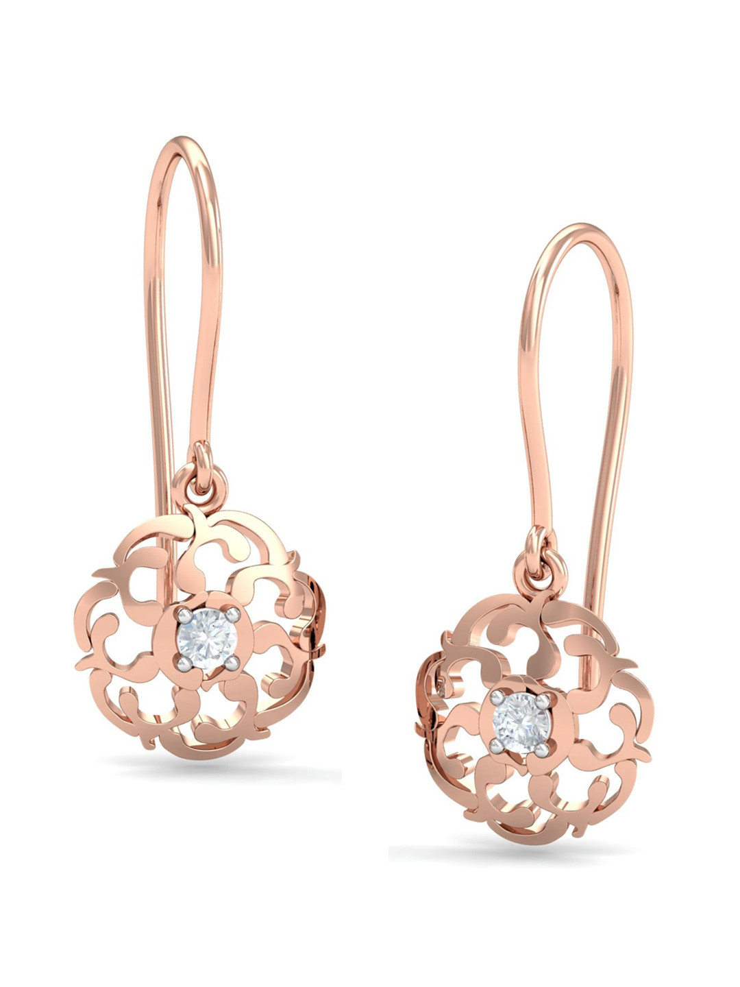 KUBERBOX 18KT Rose Gold Diamond-Studded Earrings-1.0gm