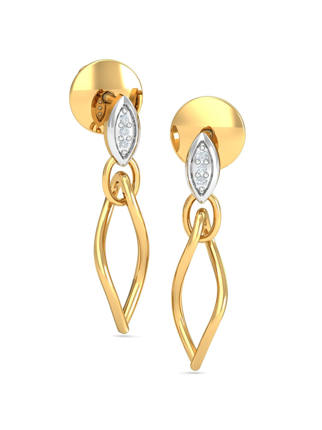 KUBERBOX Camilla 18KT Gold Diamond-Studded Dangler Earrings- 1.94 gm
