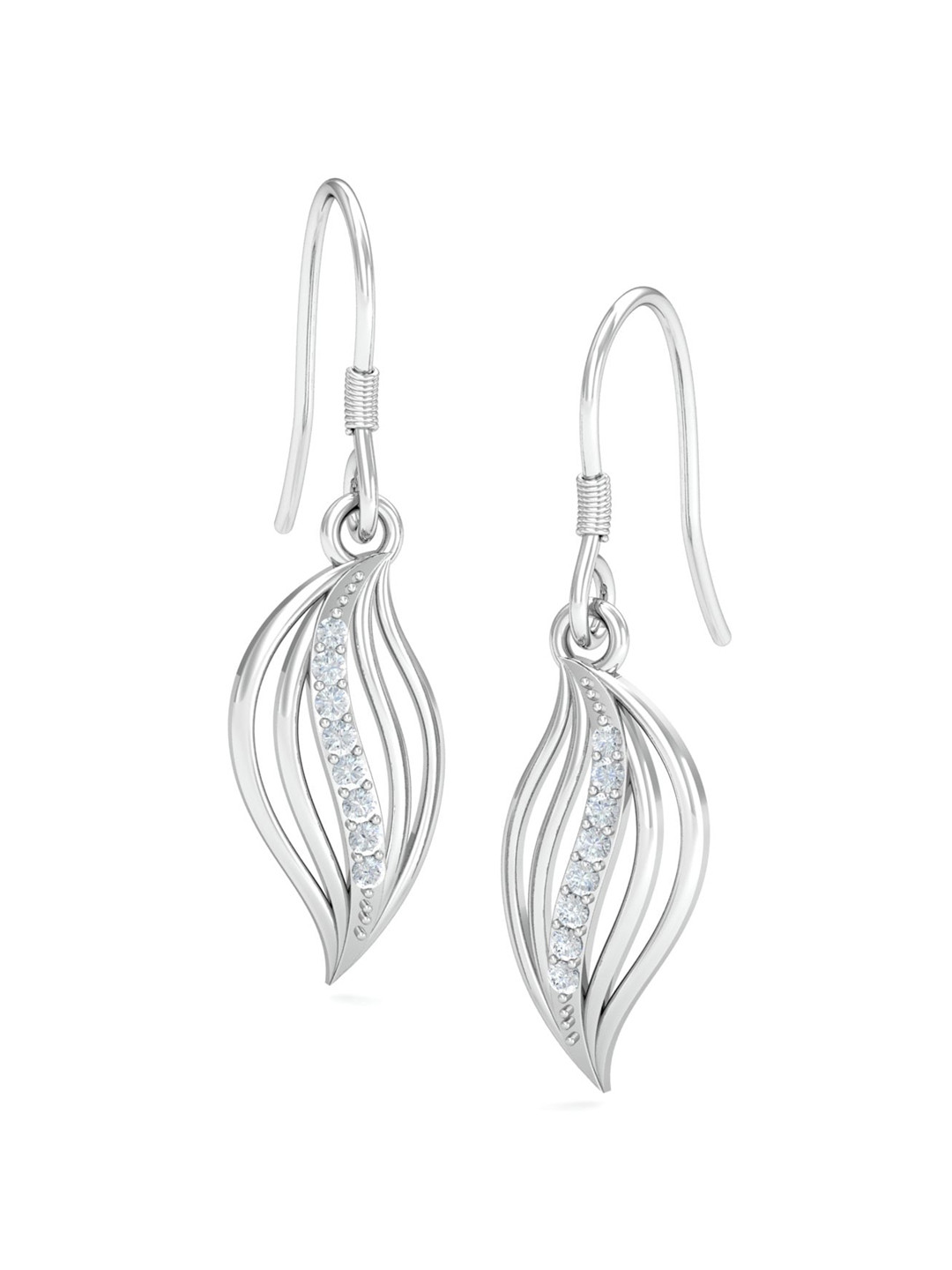 KUBERBOX Aubrey1Aubrey8KT White Gold Diamond-Studded Hoop Earrings -1.41gm