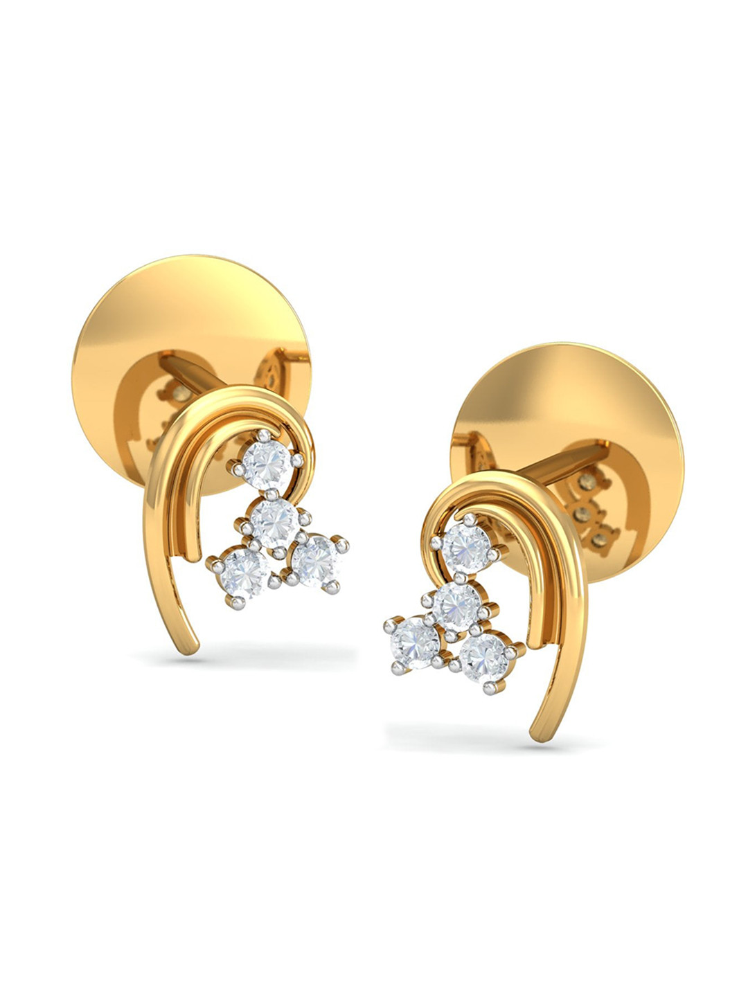 KUBERBOX Elite & Abstract 18KT Gold Diamond Studded Earrings - 1.64 g