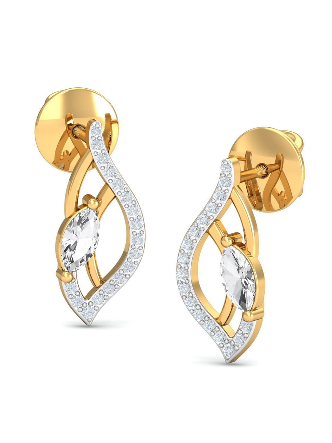 KUBERBOX Monica 18KT Gold Diamond-Studded & Topaz Earrings-1.85gm