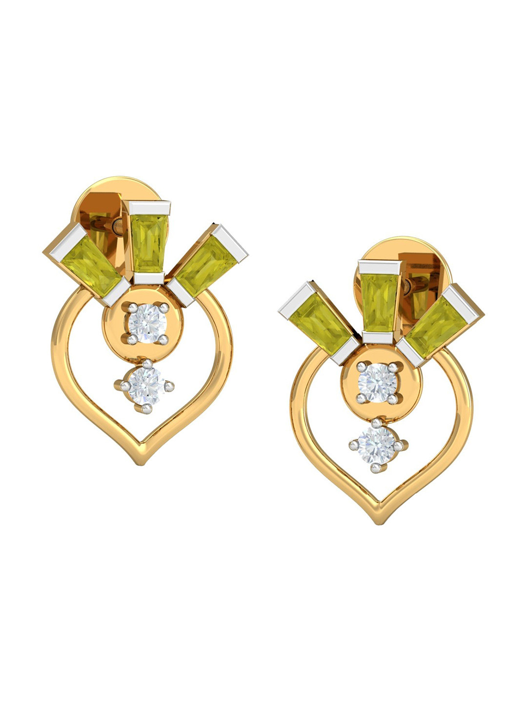 KUBERBOX 18KT Gold Diamond Ginnie Fancy Stud Earrings- 2.02 gm