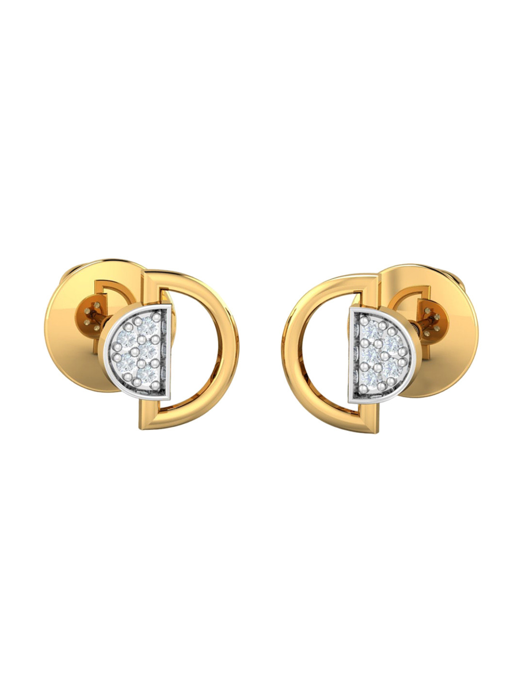 KUBERBOX Tullia 18KT Gold Diamond-Studded Stud Earrings-1.45gm