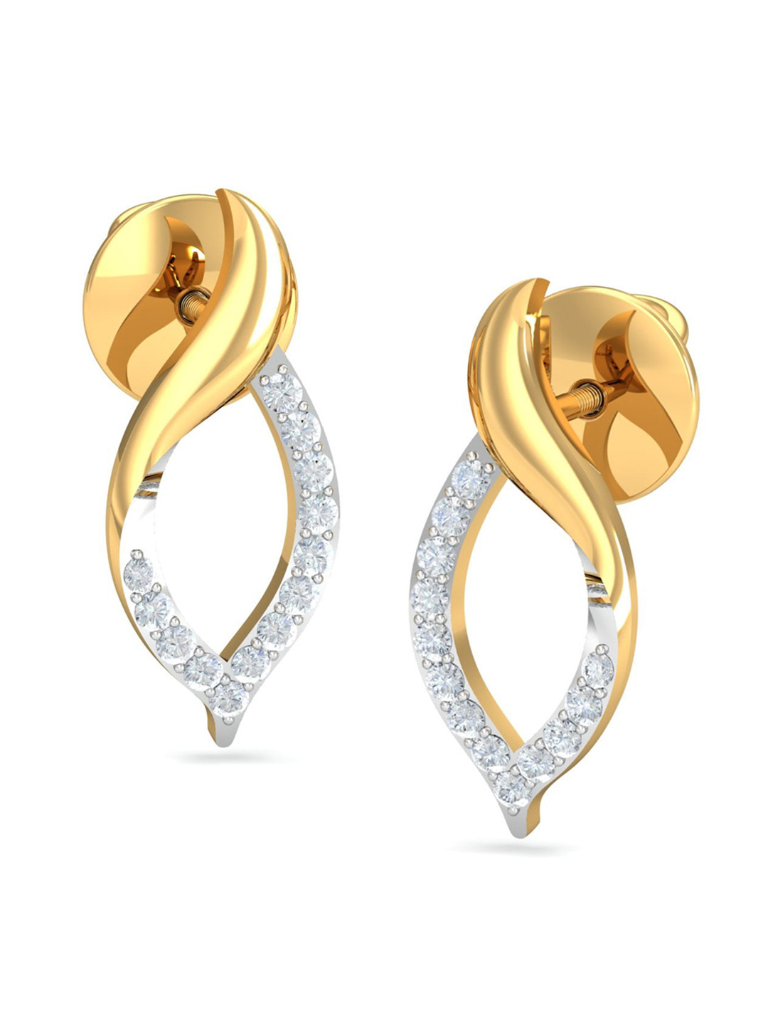 KUBERBOX Alizie 18KT Gold Diamond-Studded Earrings-1.76gm