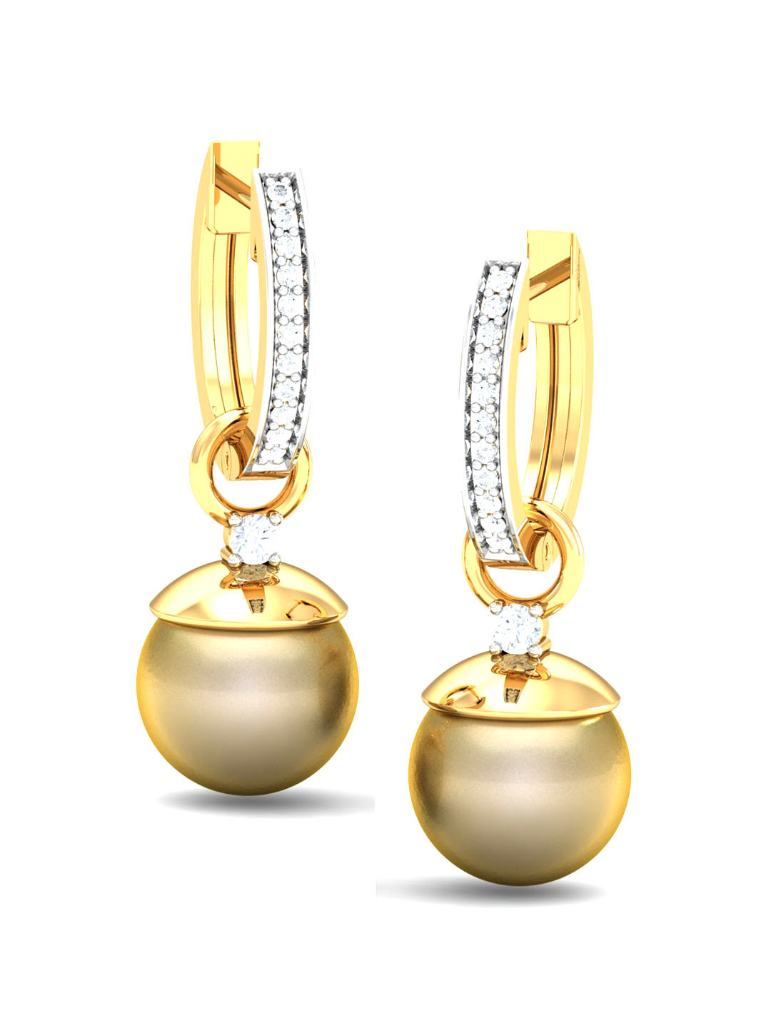 KUBERBOX Sherry 18KT Gold Diamond-Studded & Pearl Earrings - 1.76 gm