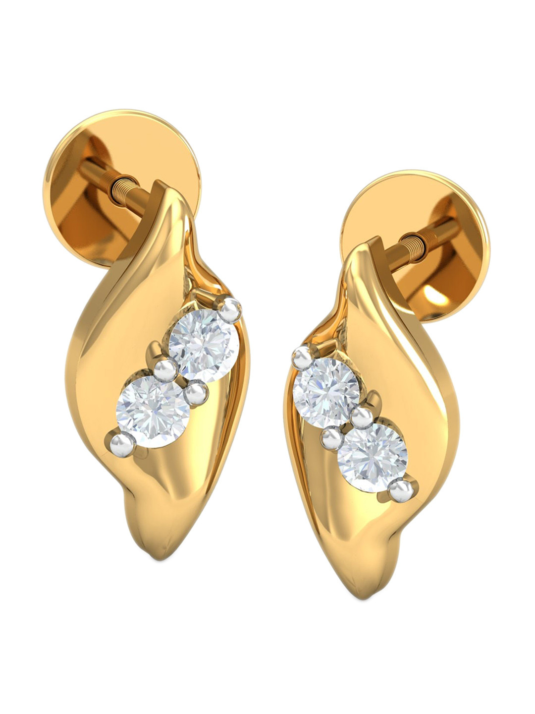 KUBERBOX Raveena 18KT Gold Diamond-Studded Earrings-1.76gm