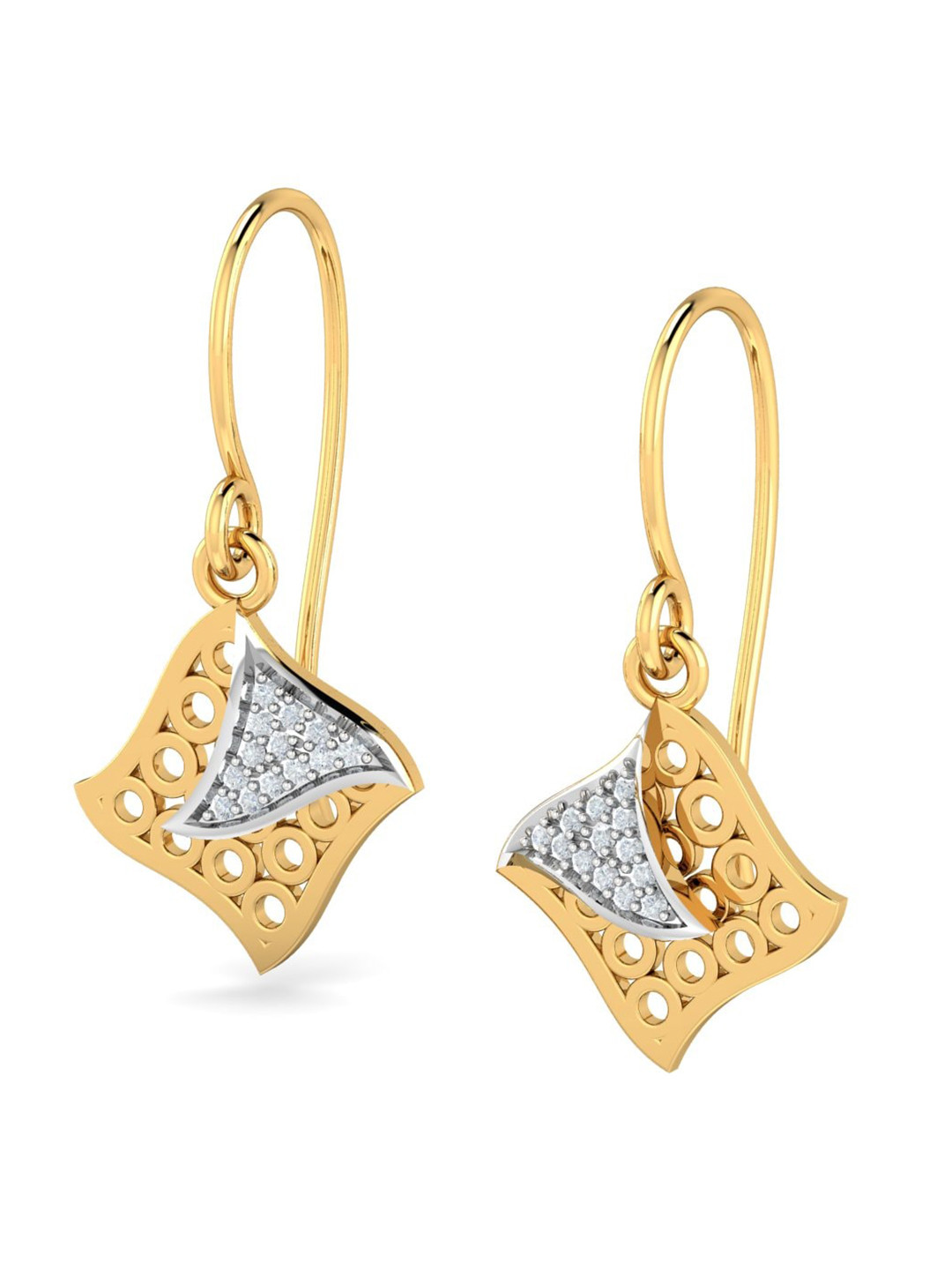 KUBERBOX Aygul 18KT Gold Diamond-Studded Earrings - 1.79 gm