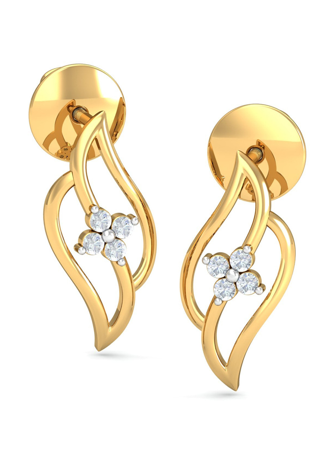 KUBERBOX Tonia Minimalist 18KT Gold Diamond-Studded Earrings-1.63gm