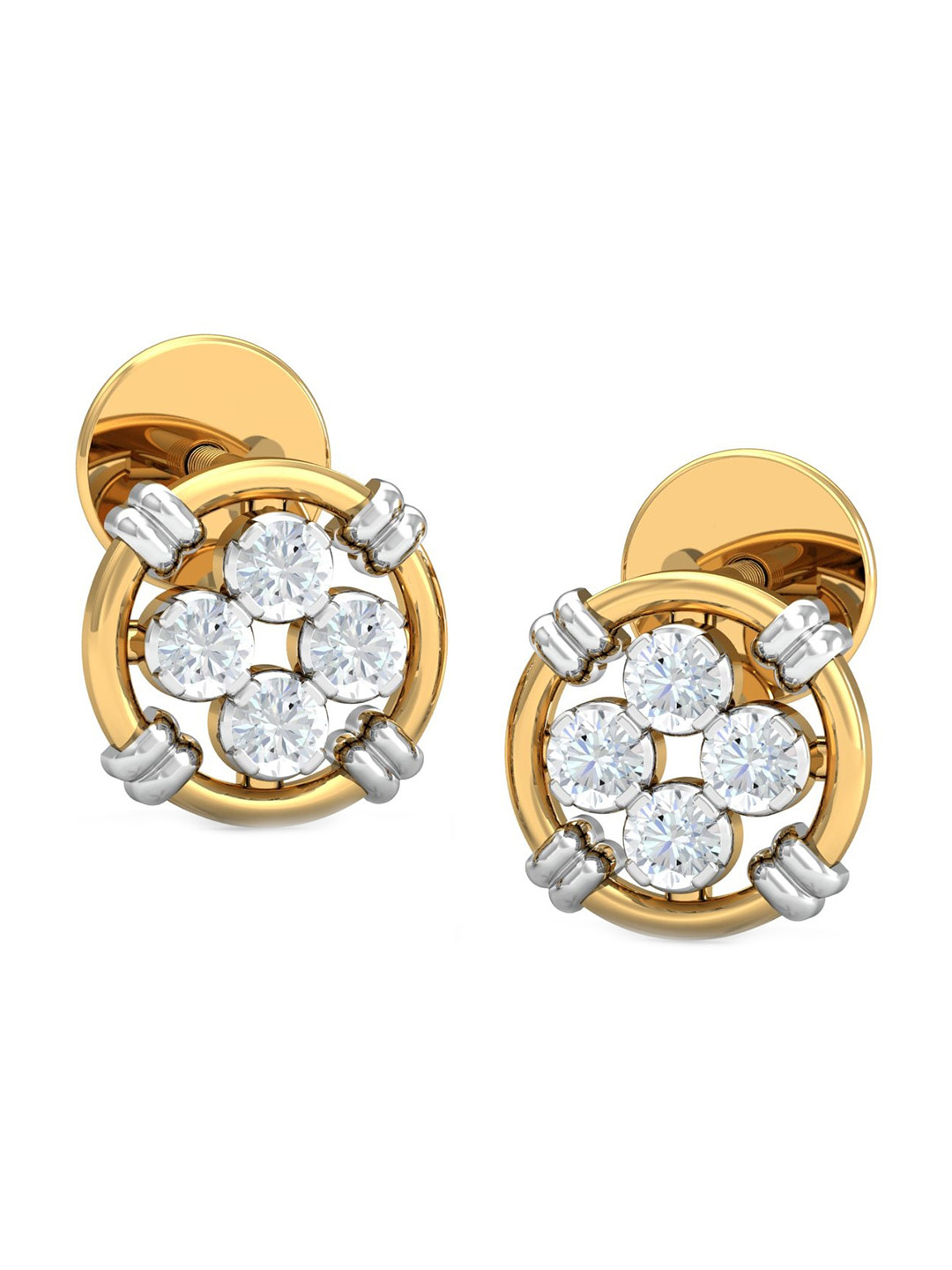 KUBERBOX Klye 18KT Gold Diamond-Studded Earrings-1.76gm
