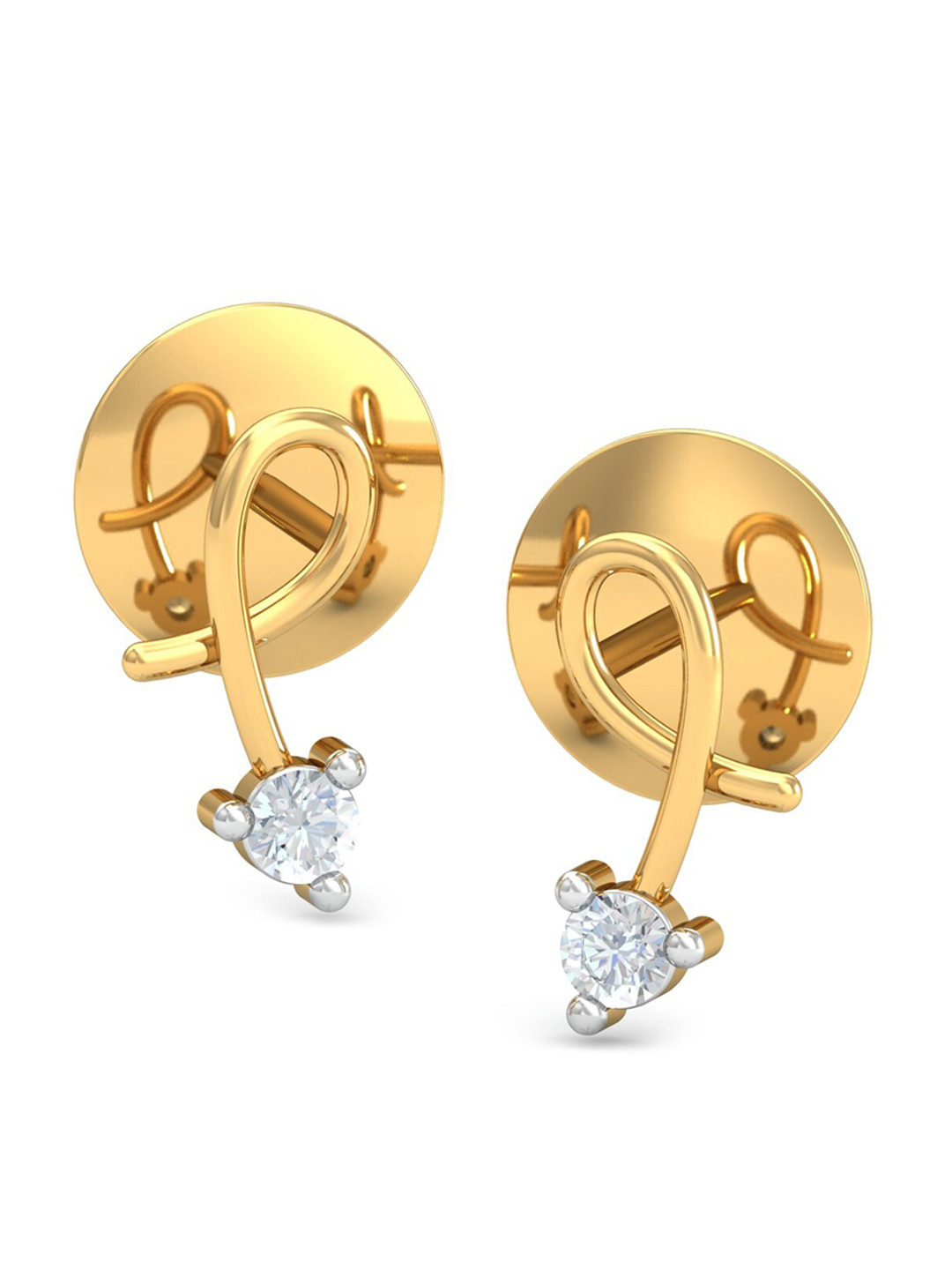 KUBERBOX 18K Gold Diamond Studded Earrings - 1.72g