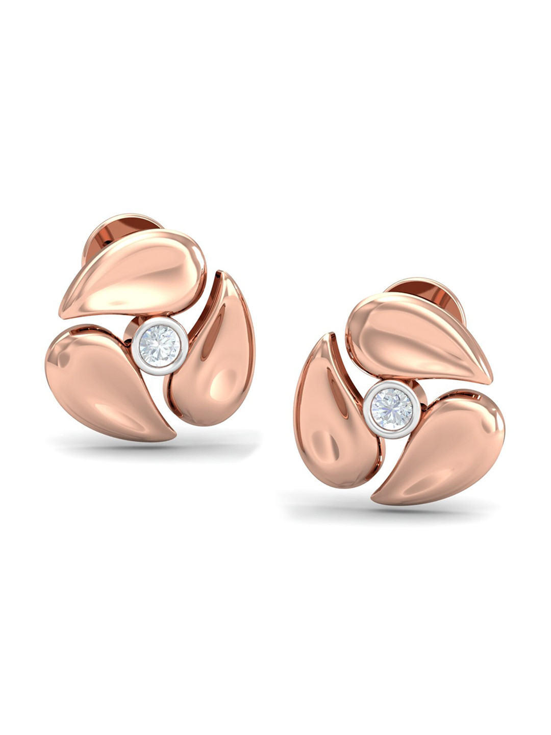KUBERBOX 18KT Rose Gold Diamond-Studded Earrings-2.68gm