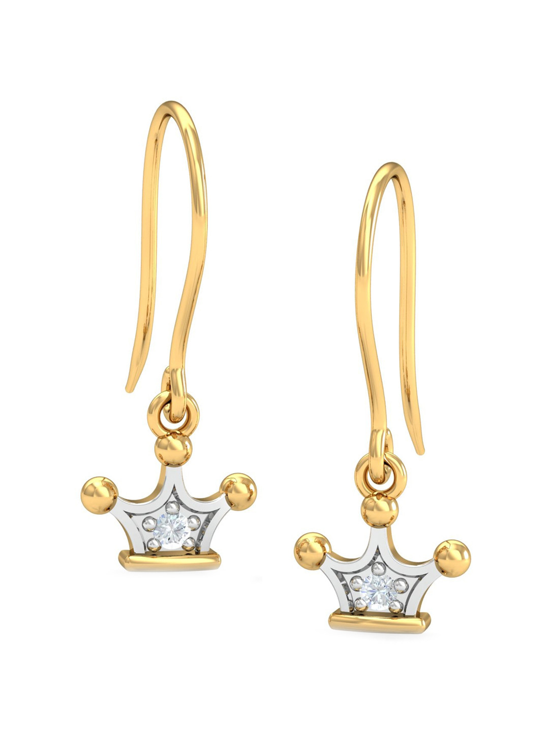 KUBERBOX Diana Tiara 18KT Gold Diamond-Studded Earrings-0.96 gm