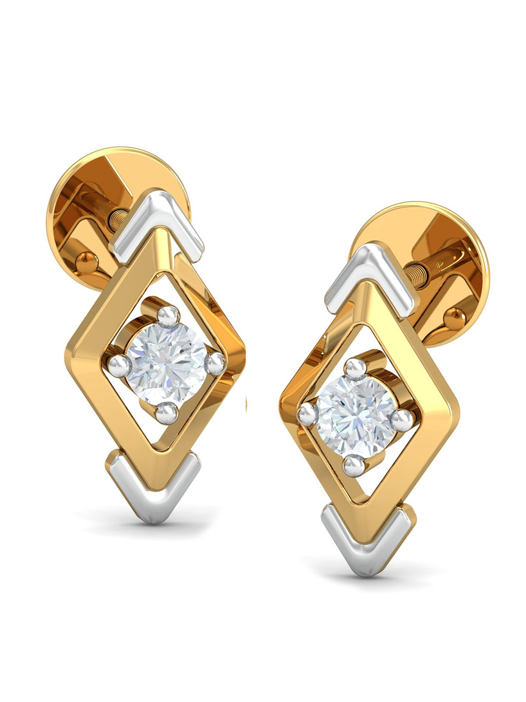 KUBERBOX Jay Trendy 18KT Gold Diamond-Studded Earrings-1.67 gm