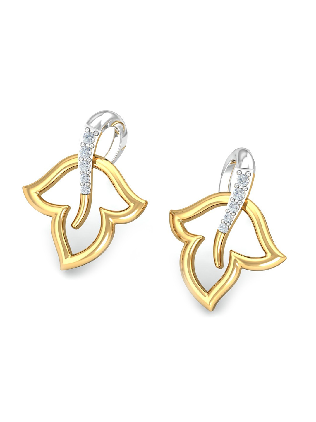 KUBERBOX Cassia 18KT Gold Diamond-Studded Earrings-2.08gm