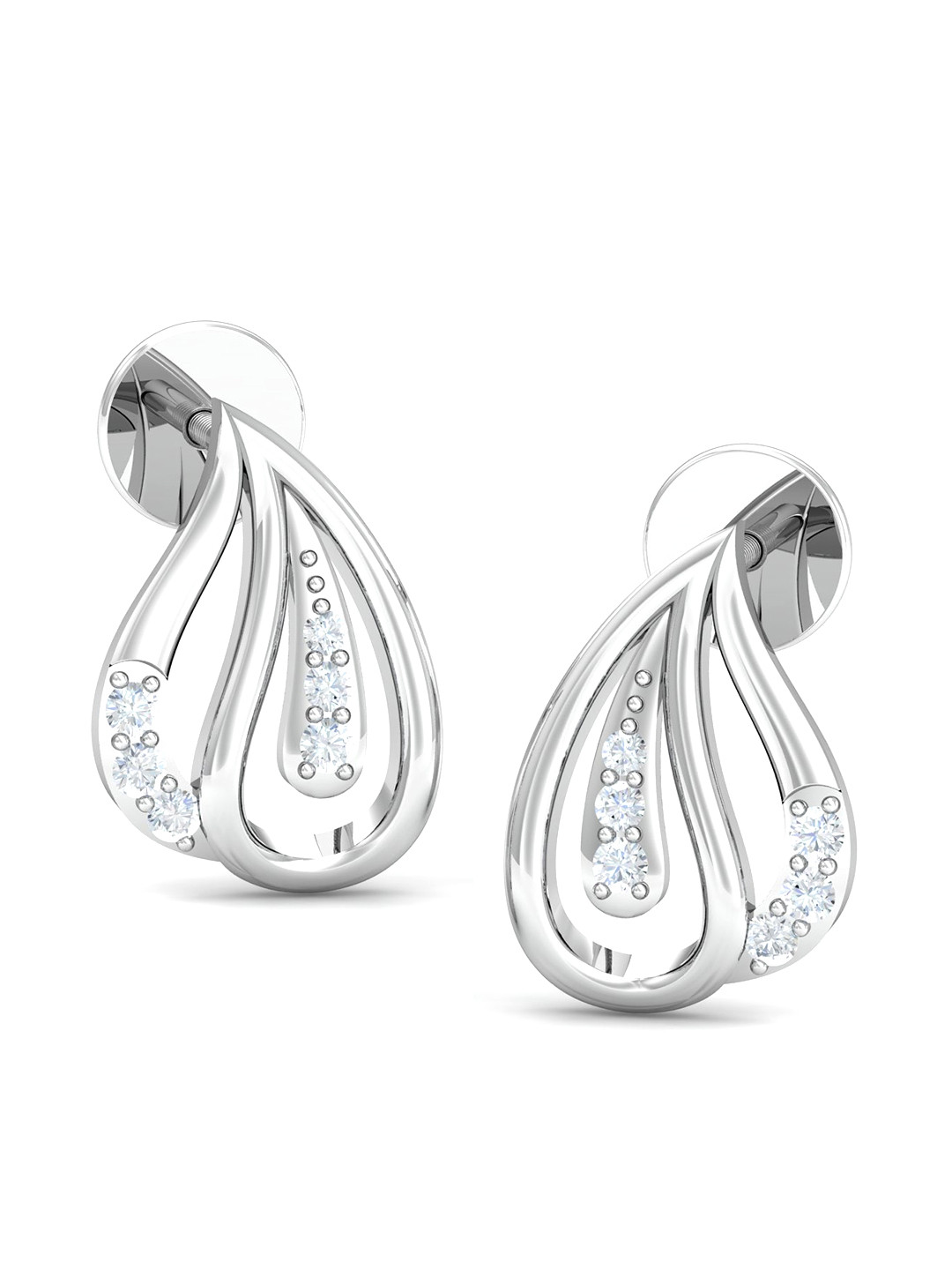 KUBERBOX Milagros 18KT White Gold Diamond-Studded Earrings - 1.98g