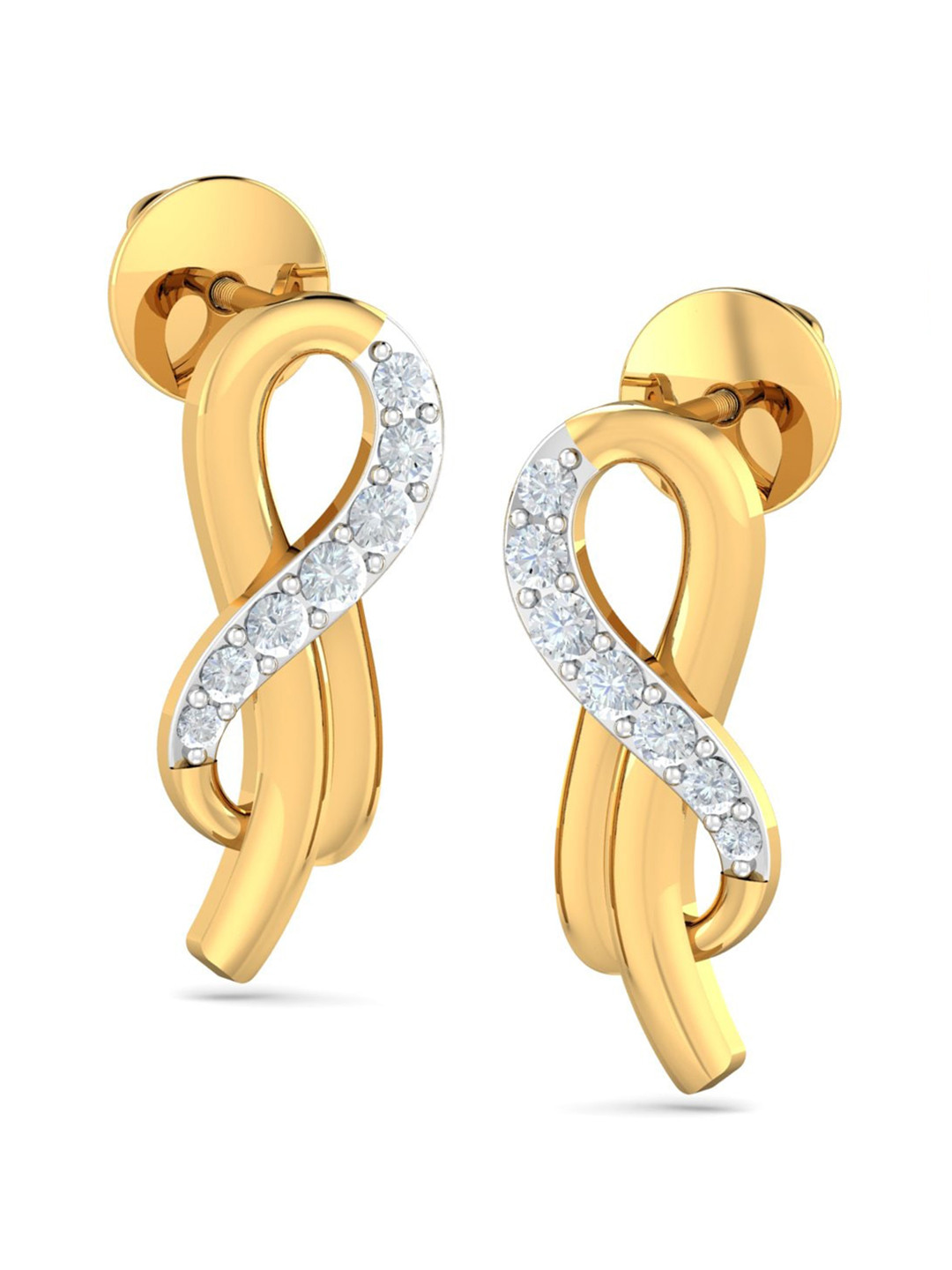 KUBERBOX 18KT Gold Diamond-Studded Drop Earrings-2.04gm