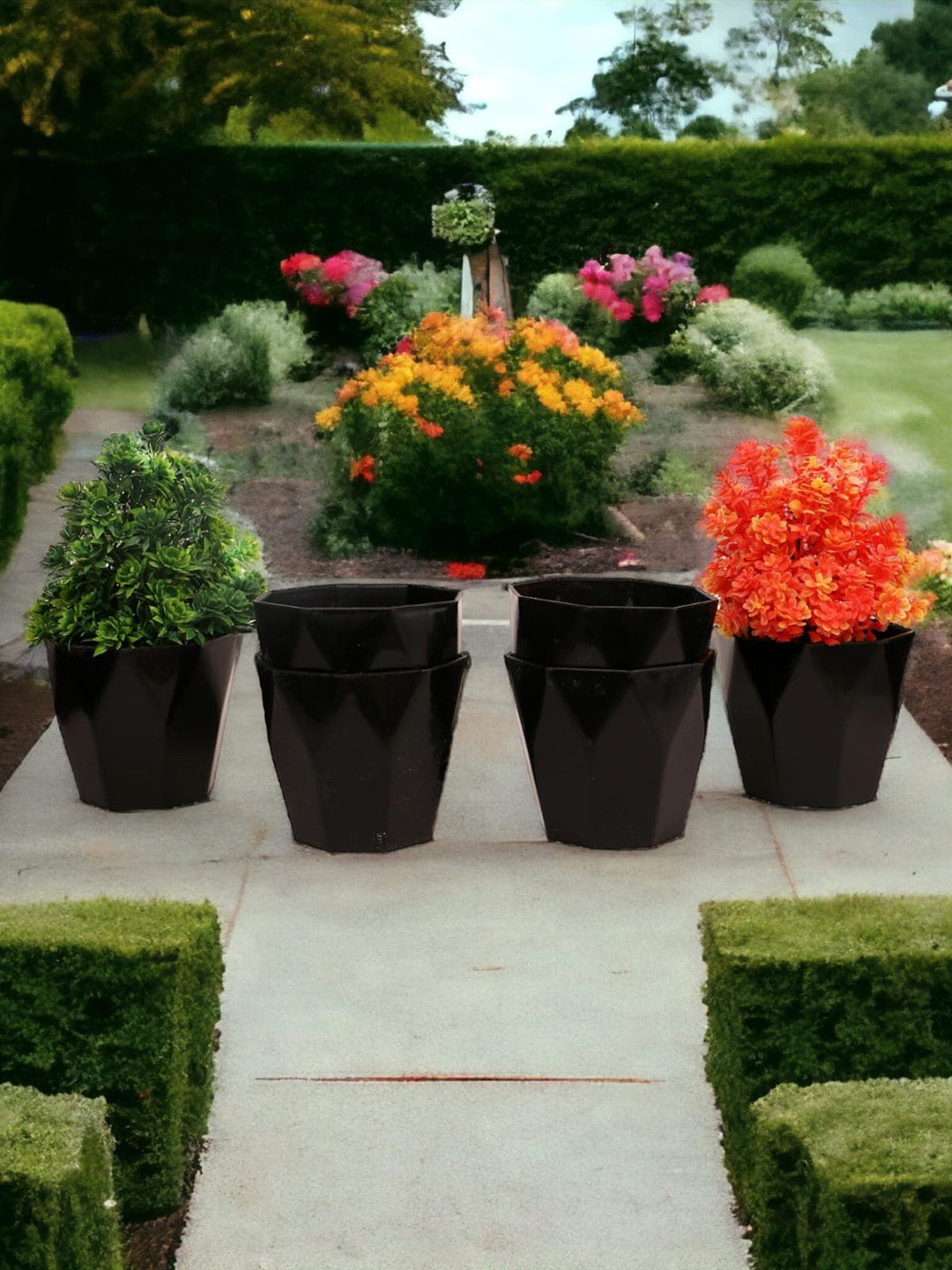 CHOCOZONE 6 Pieces Black Home & Balcony Flower Planters