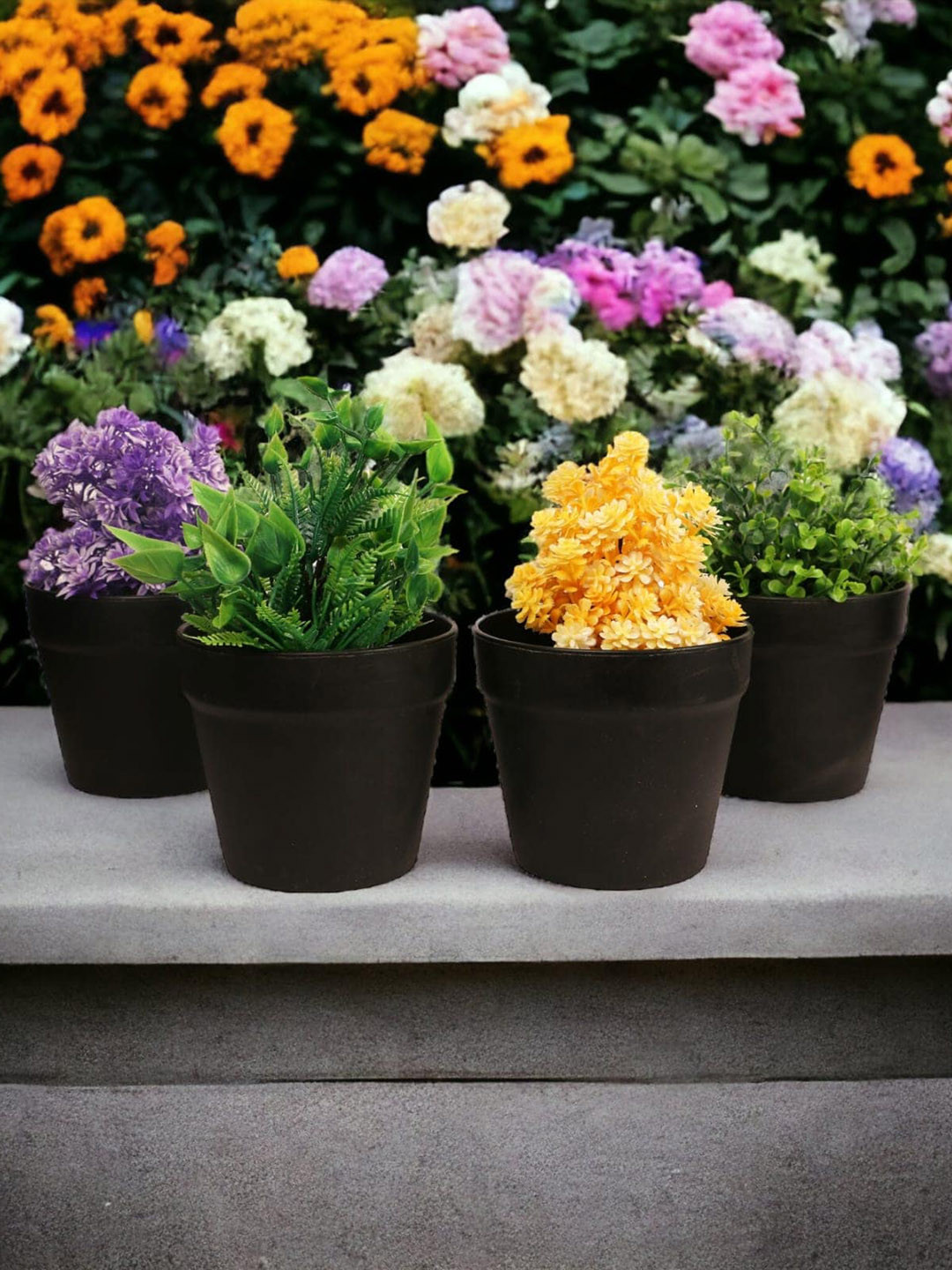 CHOCOZONE 6-Pieces Black Flower Planters