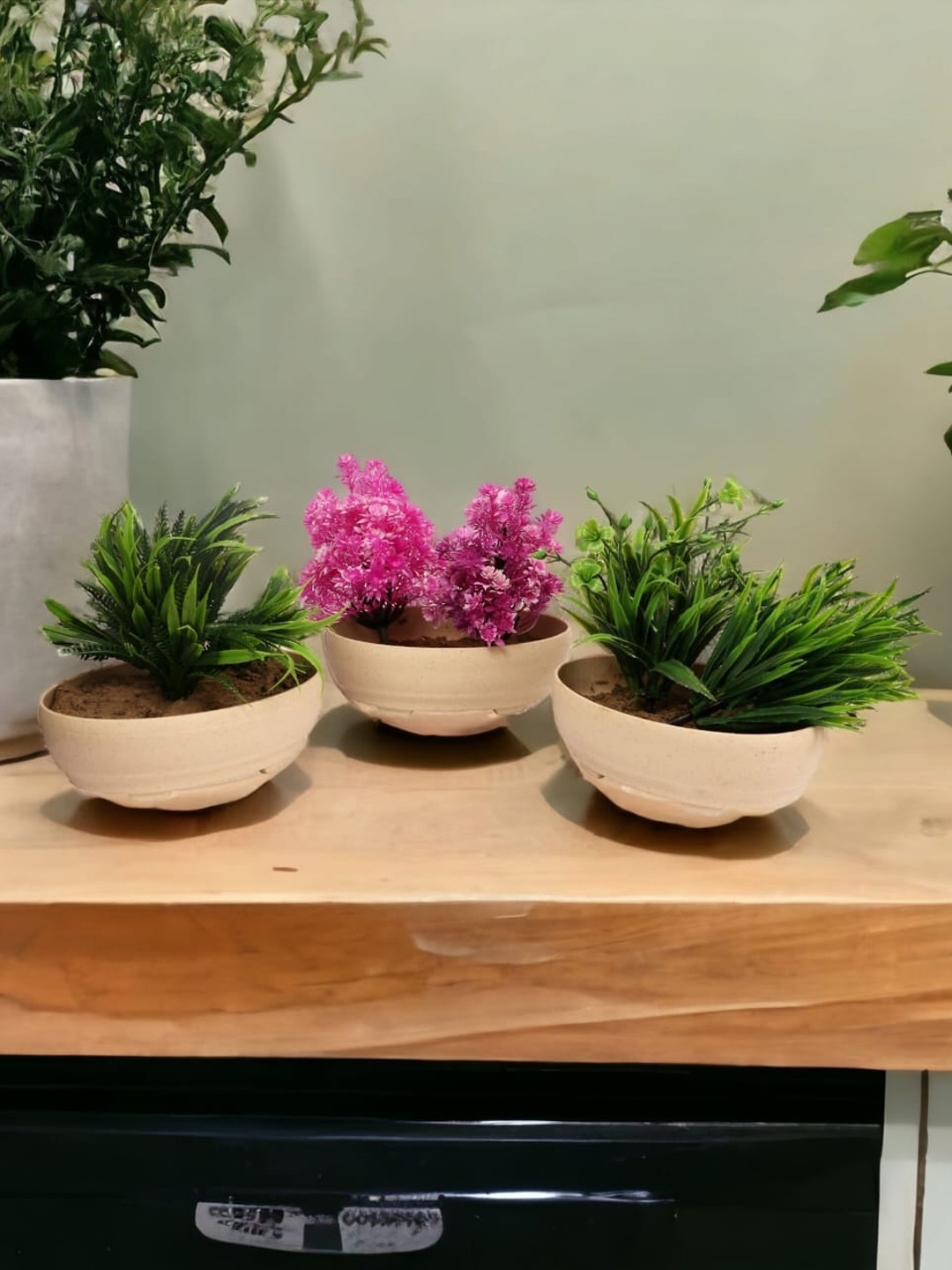 CHOCOZONE 6-Pcs Beige Textured Planters