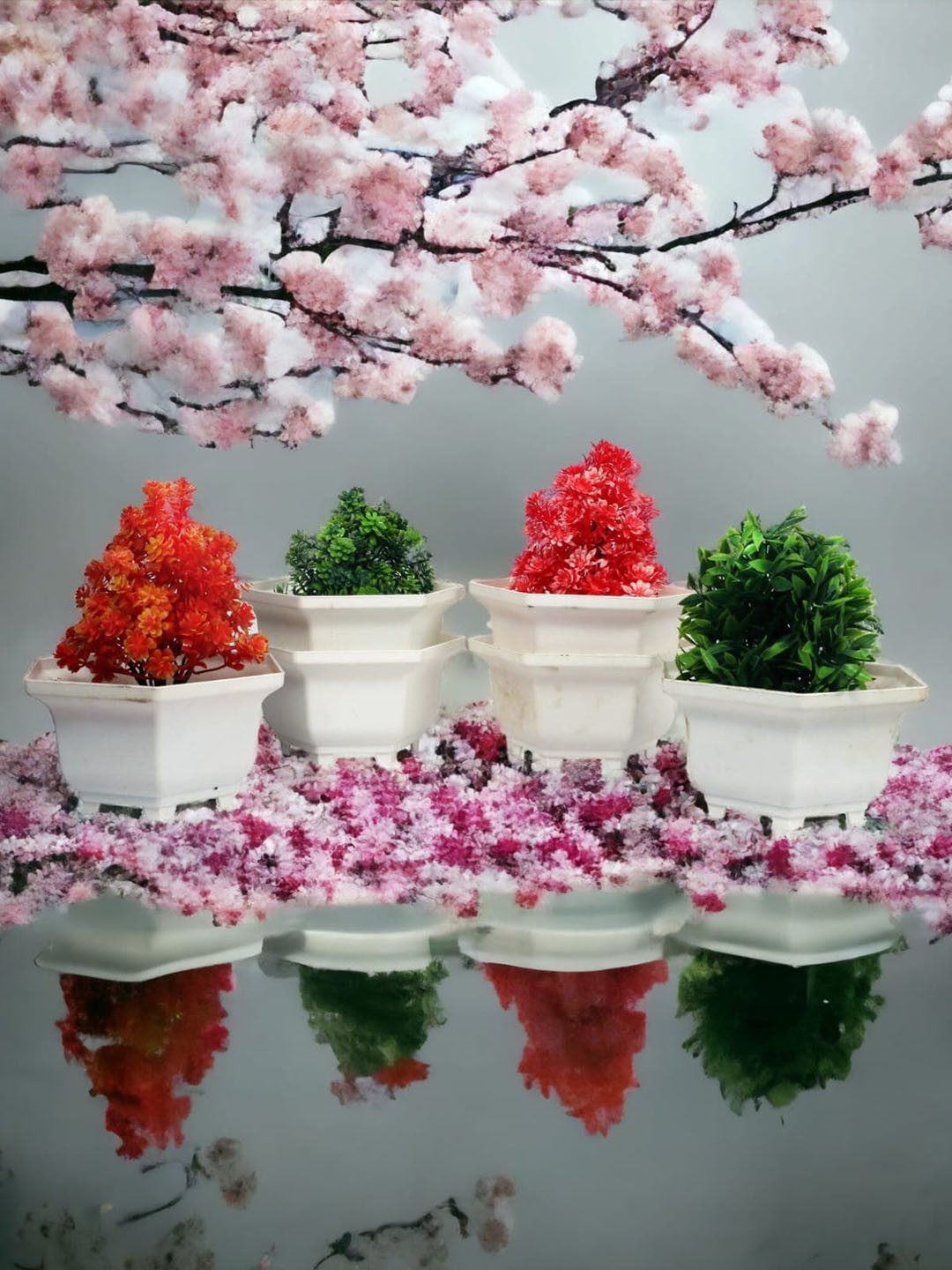 CHOCOZONE 6-Pcs White Textured Planters