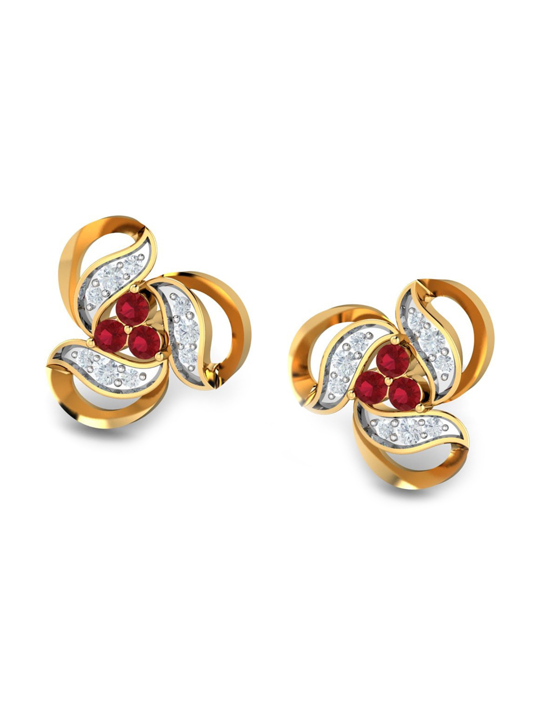 KUBERBOX Berko 18KT Gold Diamond-Studded Earrings-2.19gm