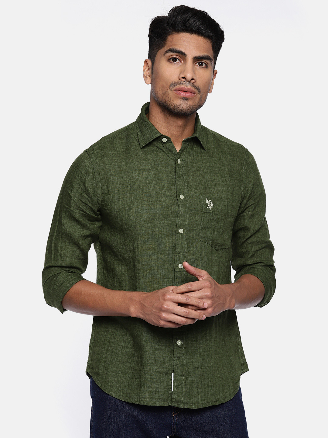 solid olive green shirt