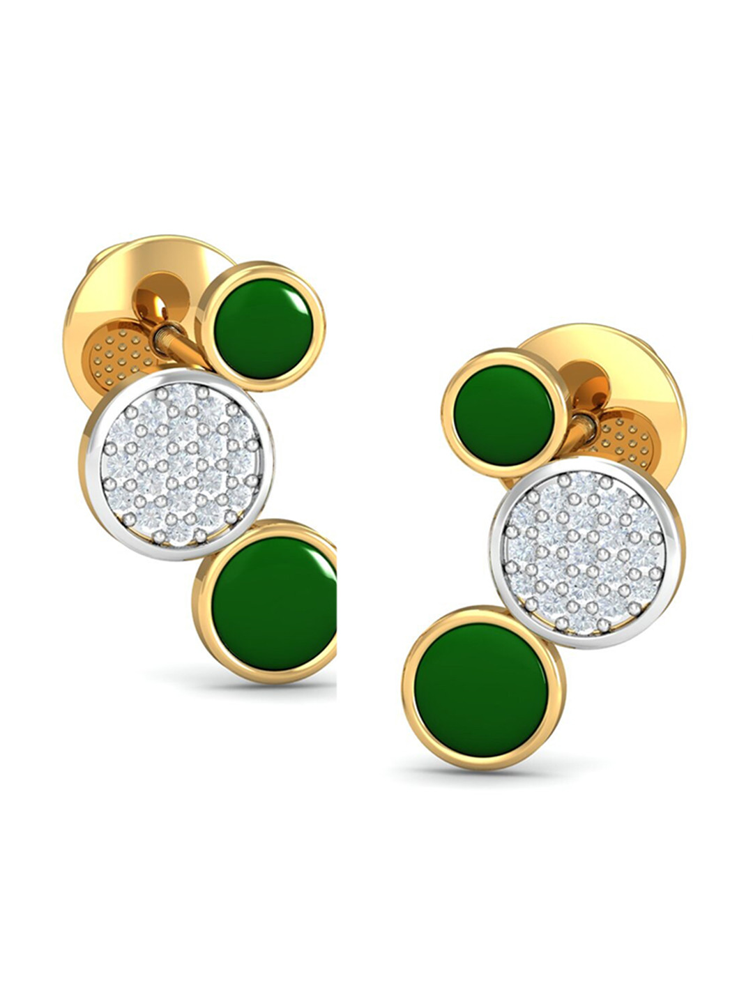 KUBERBOX 18KT Gold Enameled Diamond-Studded Earrings -1.76 gm