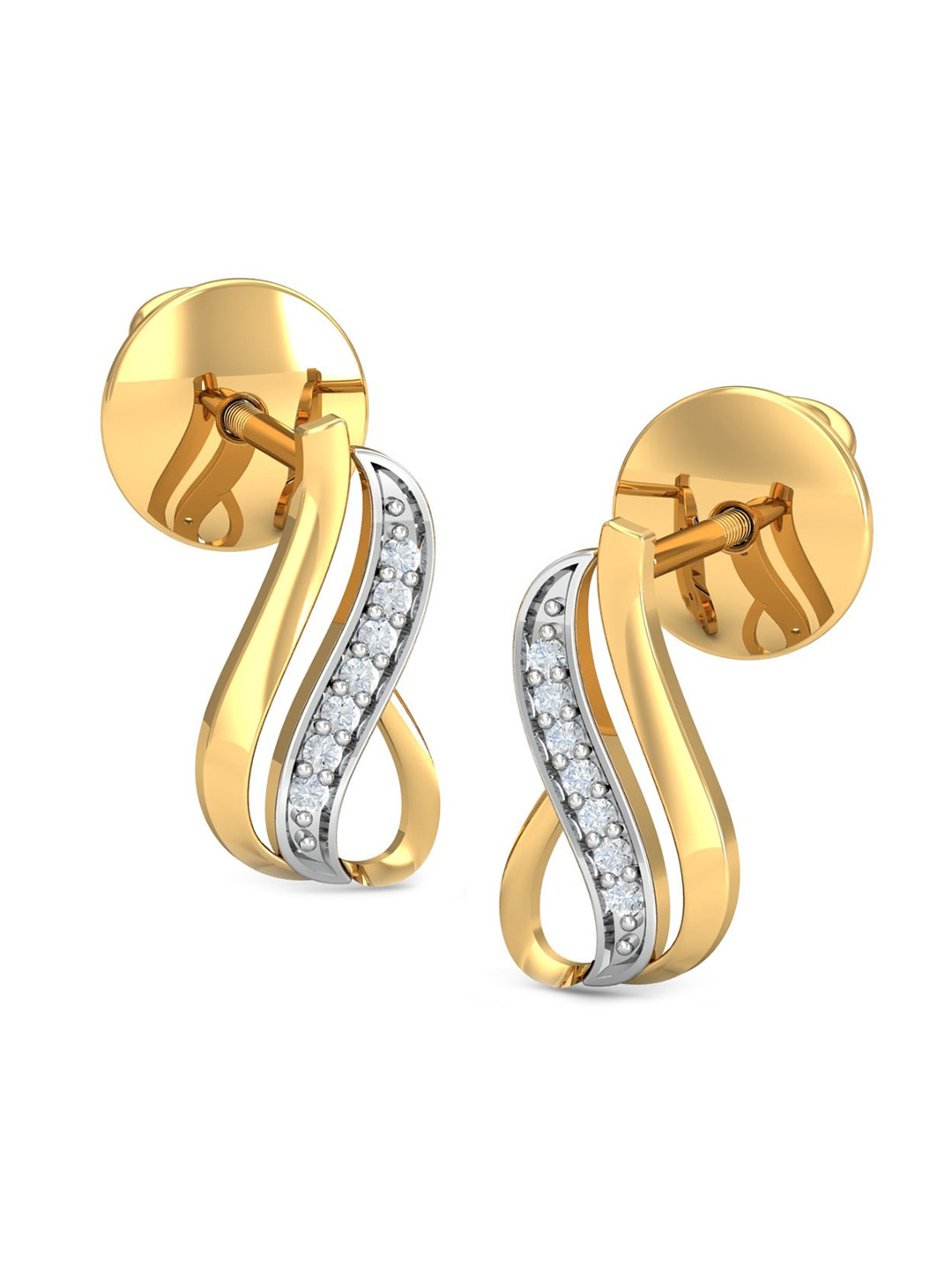 KUBERBOX Halima 18KT Gold Diamond Studded Earrings- 1.72 gm