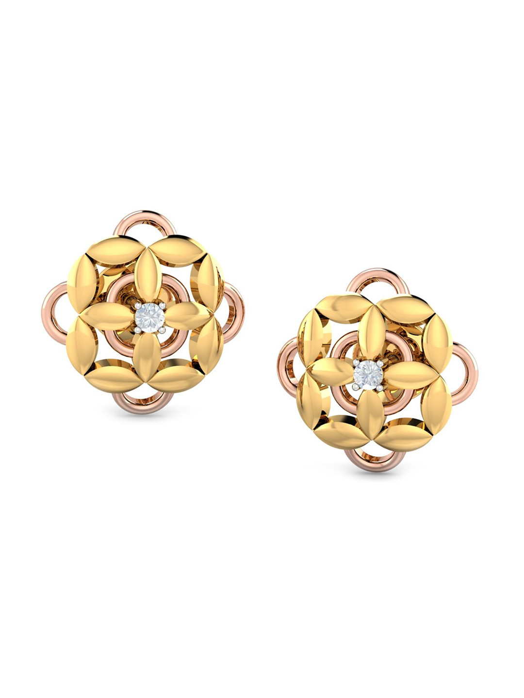 KUBERBOX Amaka 18KT Gold Diamond-Studded Earrings-3.05gm