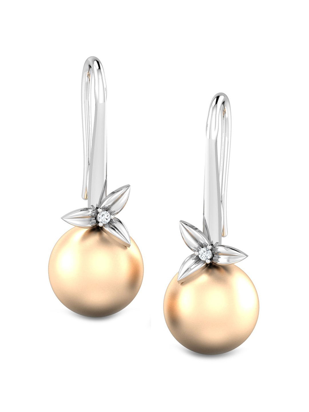 KUBERBOX Avishag 18KT Gold Diamond-Studded & Pearl Earrings - 0.96 gm