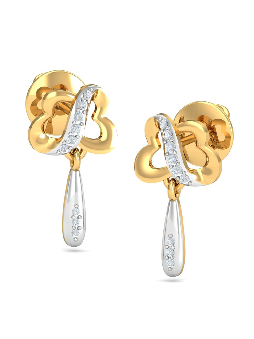 KUBERBOX 18KT Gold Diamond Serene Droplet Earrings -1.64 gm