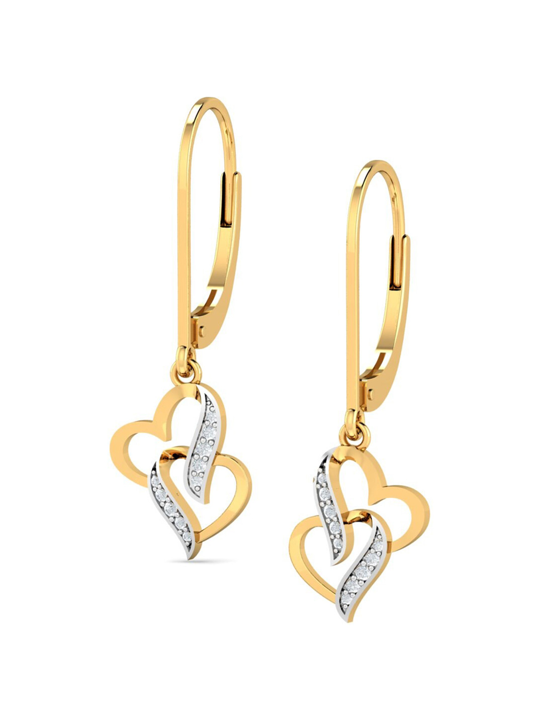 KUBERBOX Heartly 18KT Gold Diamond-Studded Hoop Earrings-2.68gm