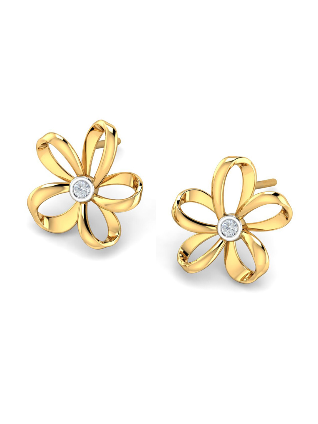 KUBERBOX 18KT Gold Diamonds Studded Earrings - 1.3 gm
