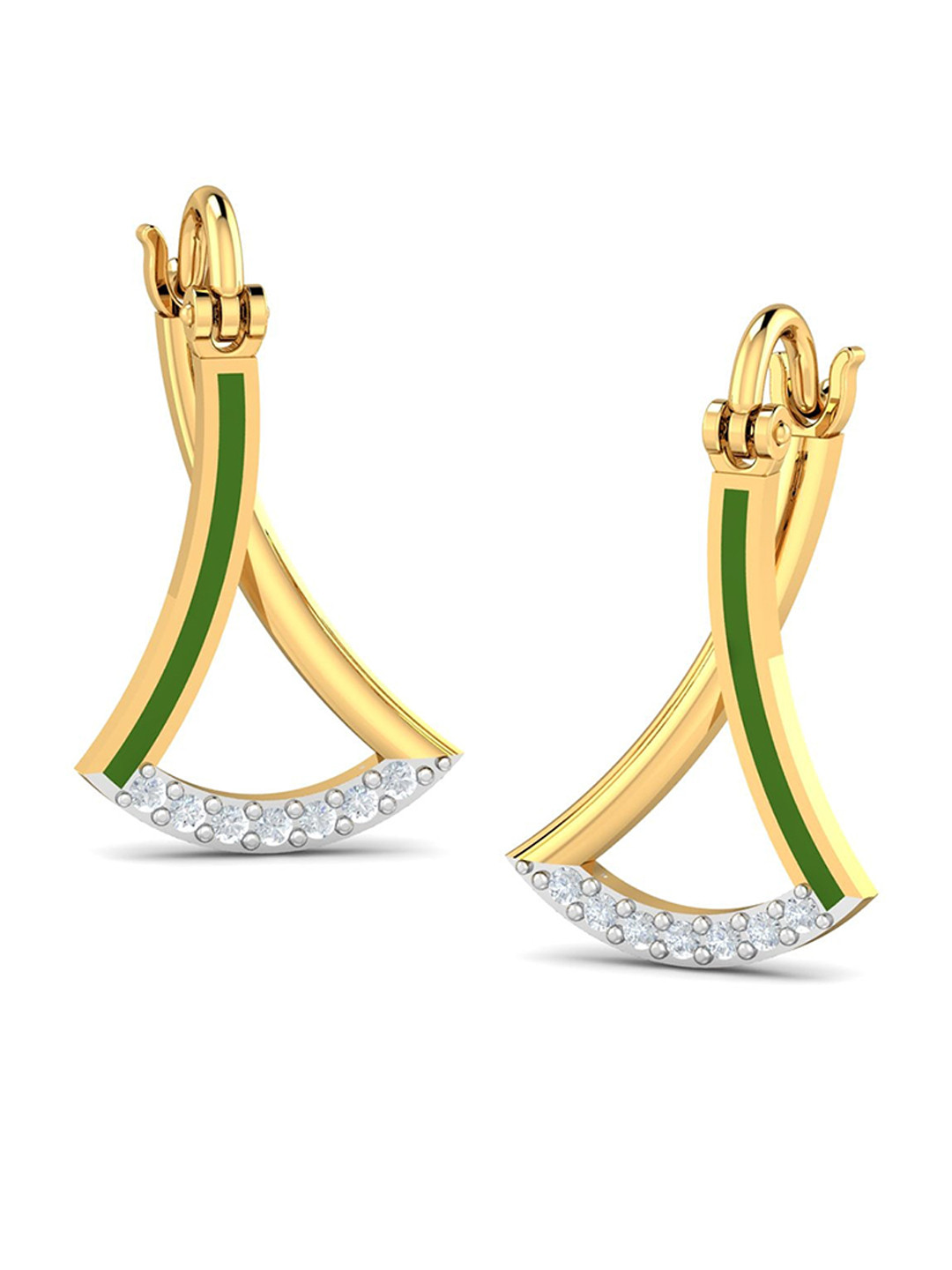 KUBERBOX 18KT Gold Diamond-Studded Earrings - 1.37g