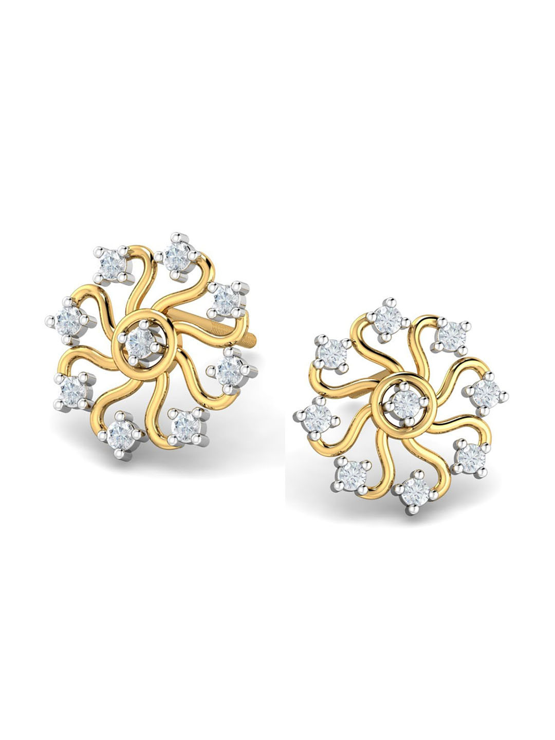 KUBERBOX Ebru 18KT Gold Diamond-Studded Earrings-1.52 gm