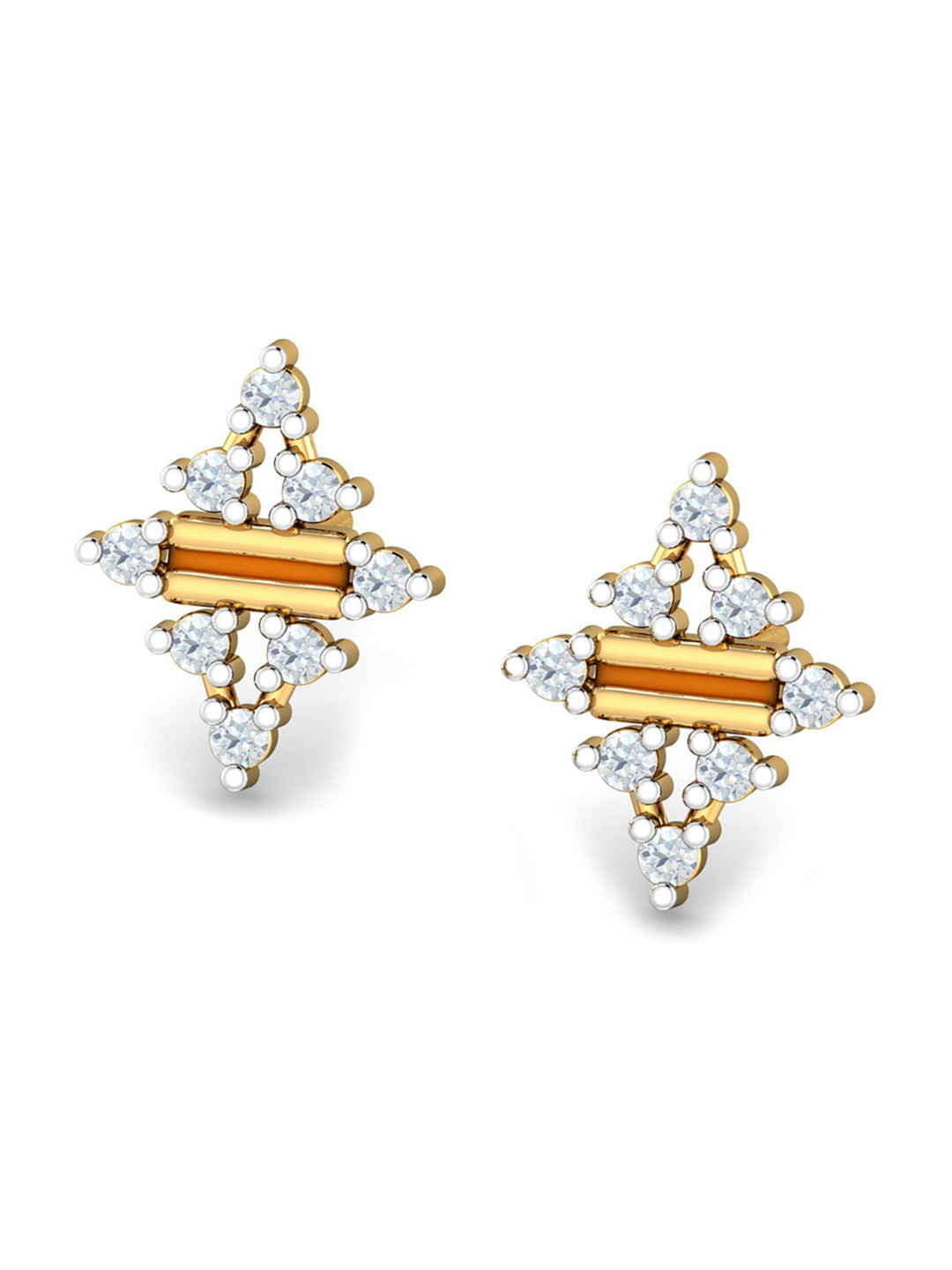 KUBERBOX 18KT Gold Diamond Stud Earrings- 1.8 gm