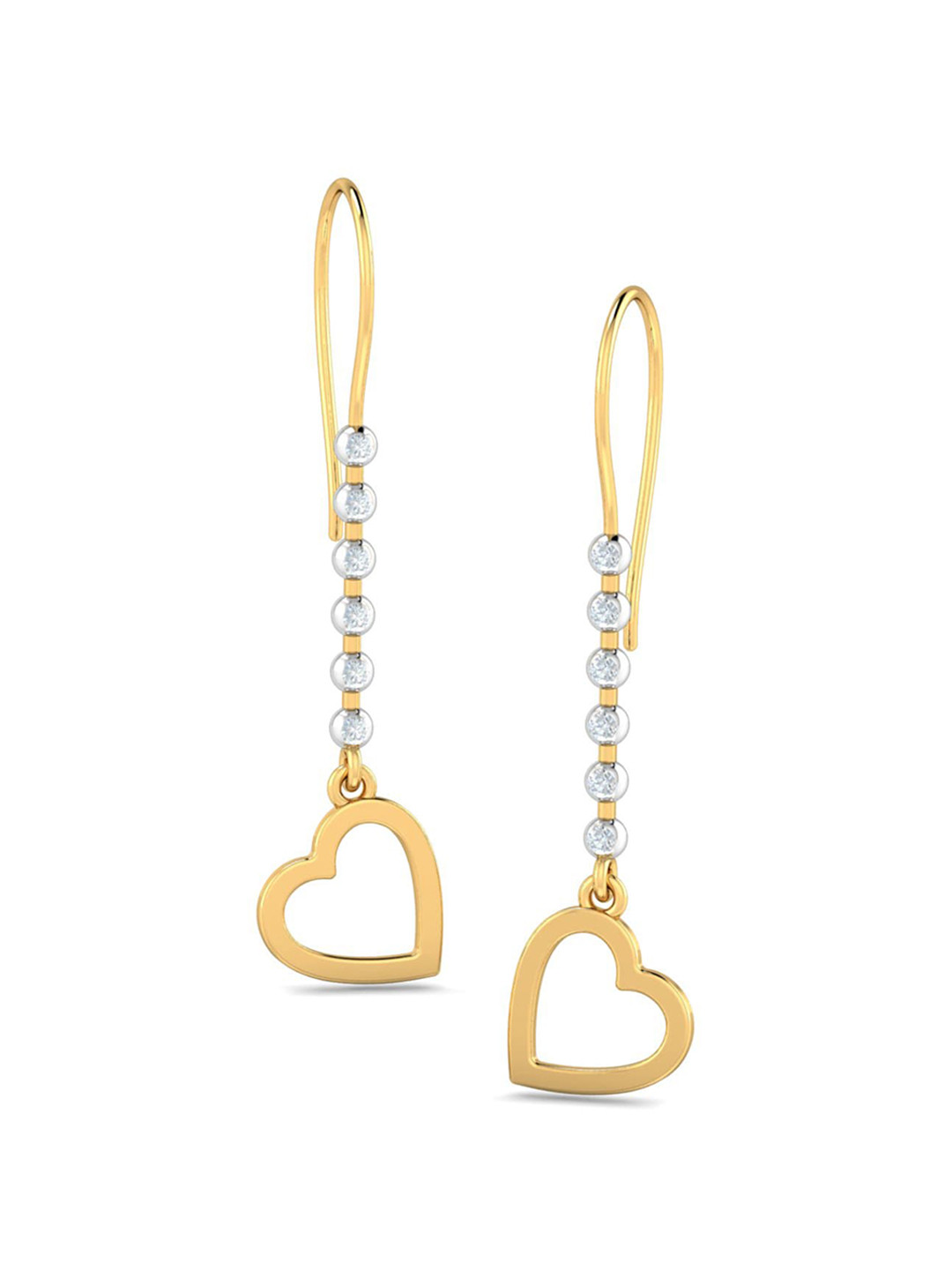 KUBERBOX Ece Heart 18KT Gold Diamond-Studded Earrings - 1.09gm