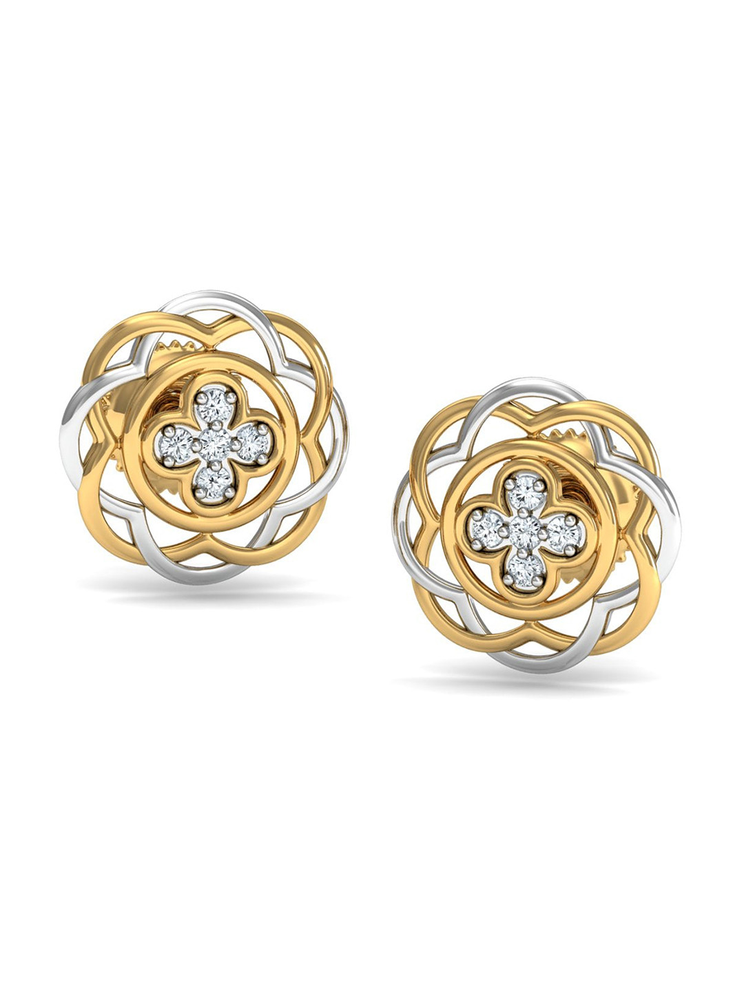 KUBERBOX Ciliq 18KT Gold Diamond-Studded Earrings-1.84gm