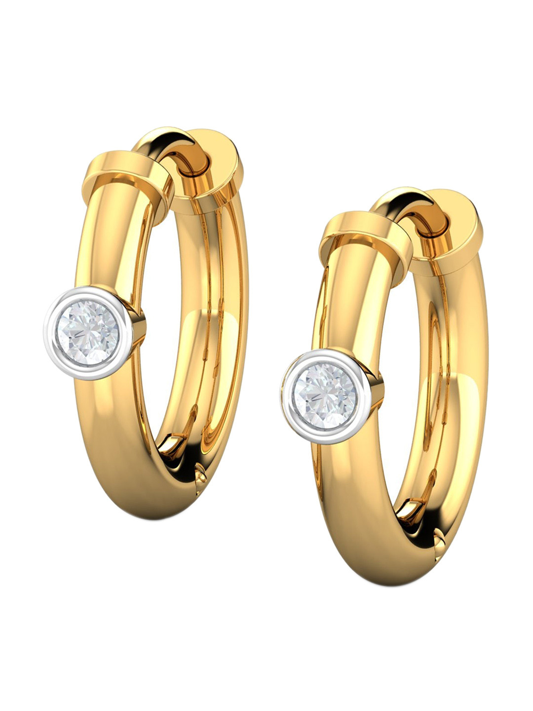 KUBERBOX Akilah 18KT Gold Diamond-Studded Hoop Earrings - 1.76gm